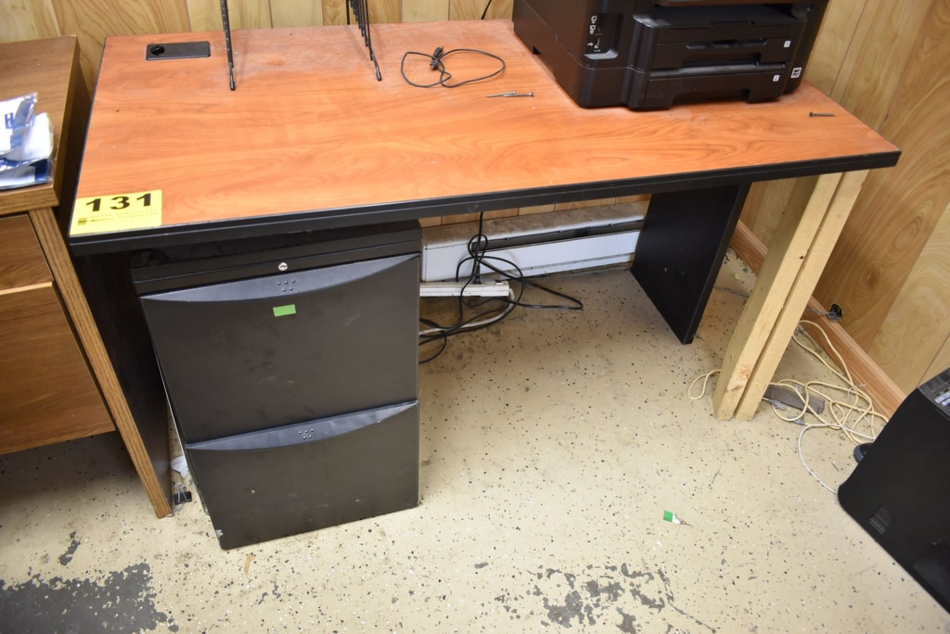 OFFICE TABLE WITH FILE CABINET, CHAIR