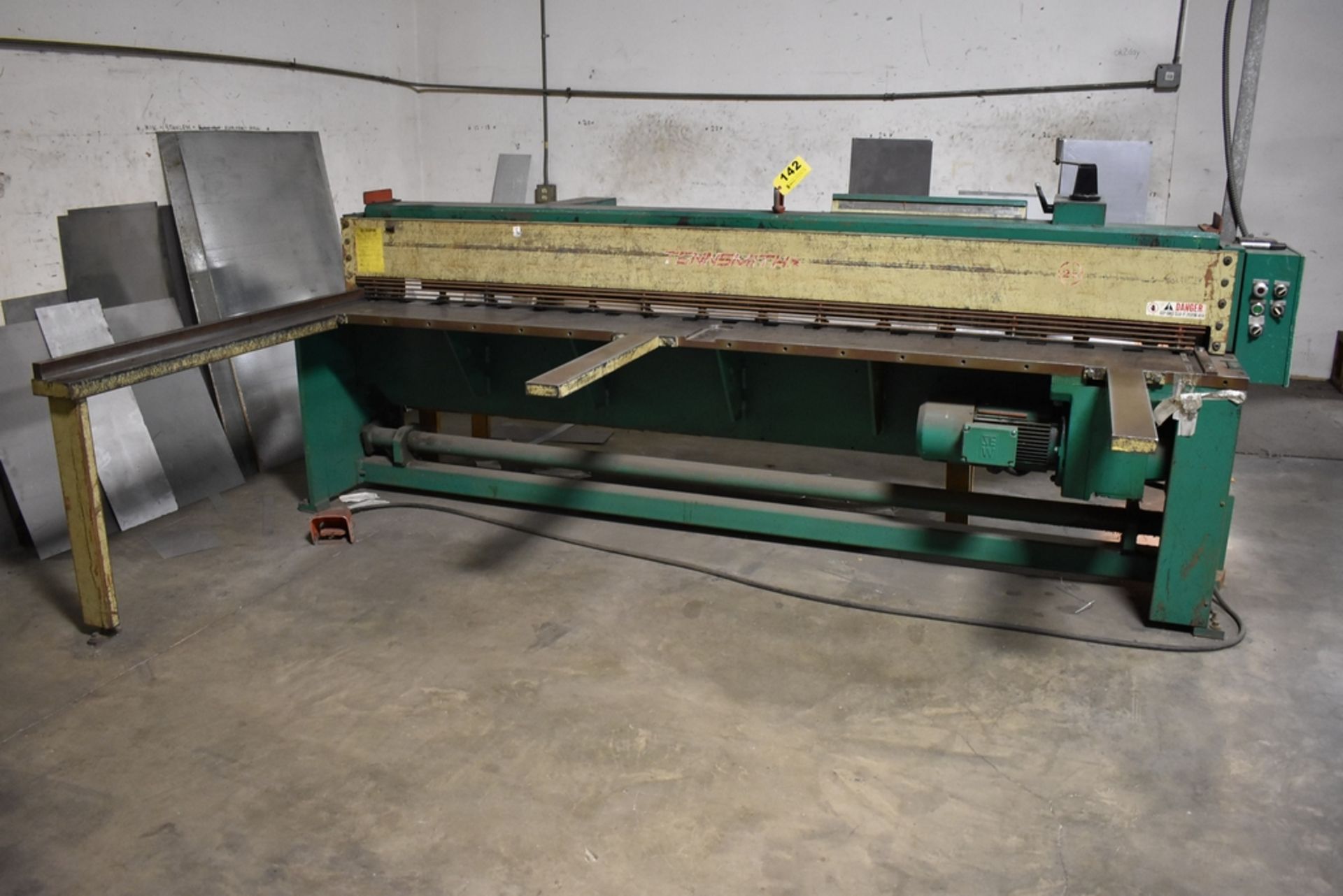 TENNSMITH MODEL 1014 14 GA. X 10' POWER SQUARING SHEAR S/N 14201: SQUARING ARM, (2) FRONT SHEET