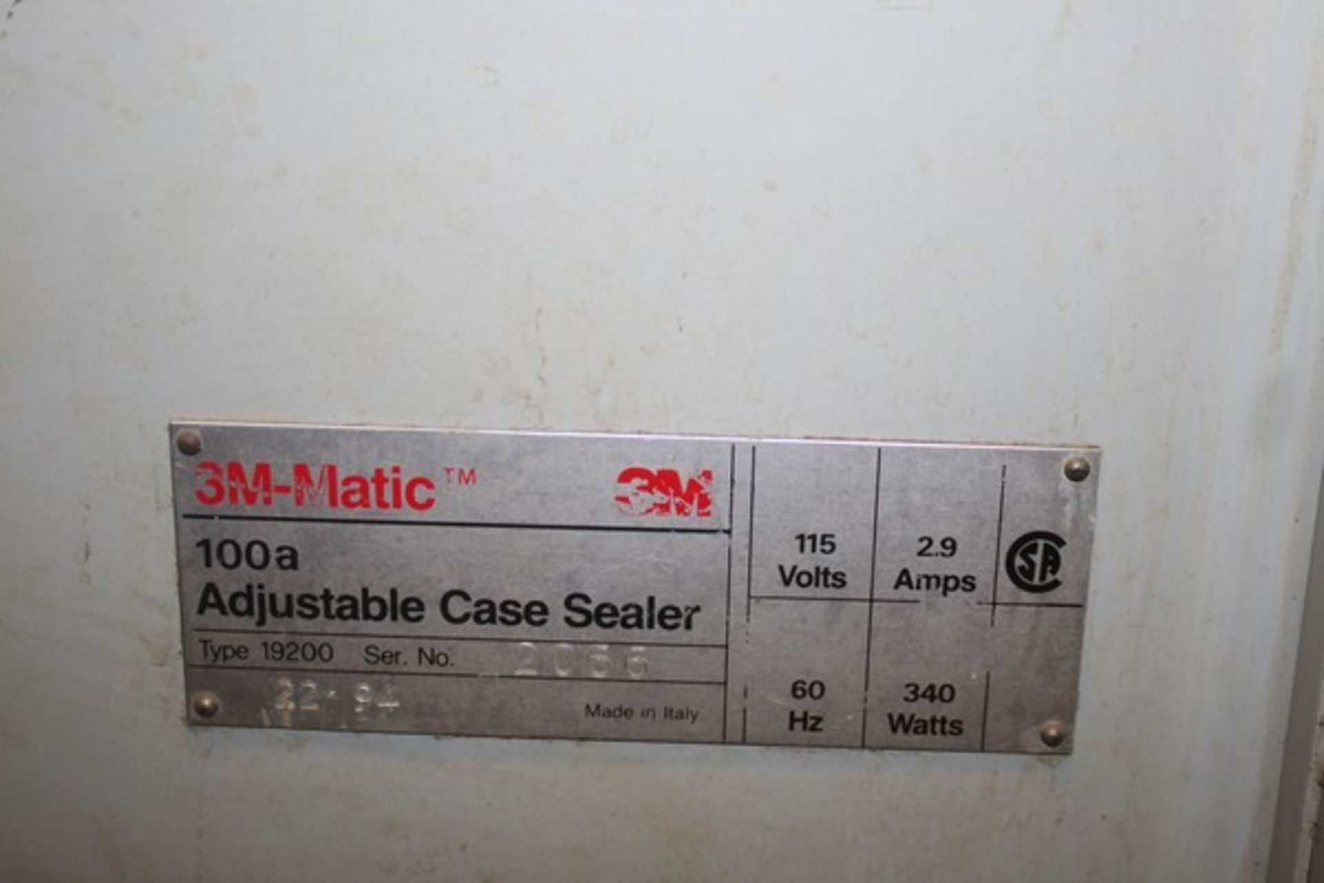 3M 3M-MATIC MODEL 100A ADJUSTABLE CASE SEALER, S/N 2066 WITH CONVEYOR - Image 3 of 4