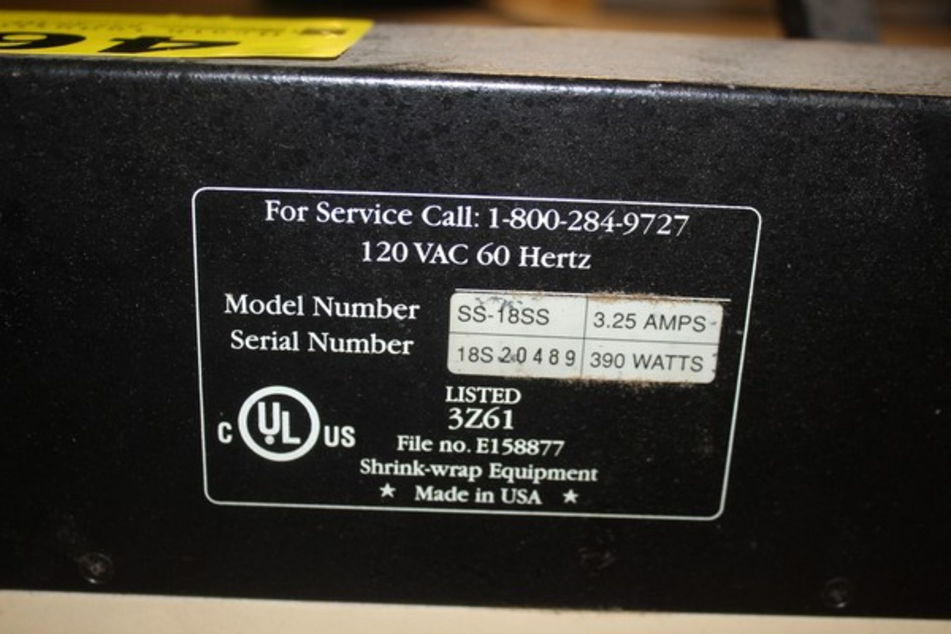 SHRINK-WRAP WRAPPER, MODEL SS-18SS, S/N 18S20489 - Image 2 of 2