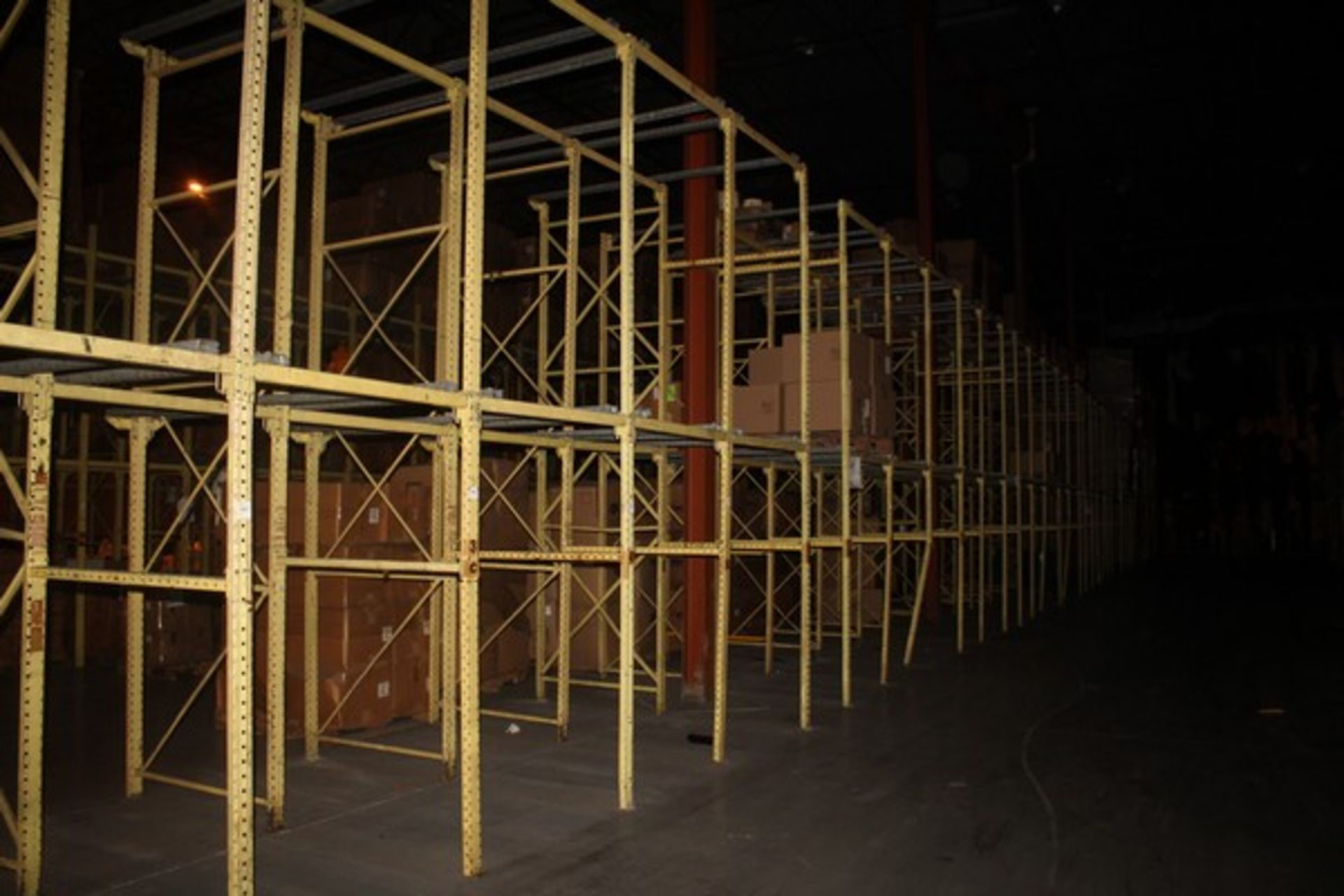 (33) SECTIONS OF DOUBLE SIDED PALLET RACK WITH FRONT TO BACK CROSSBEAMS, 14' X 8' X 48"