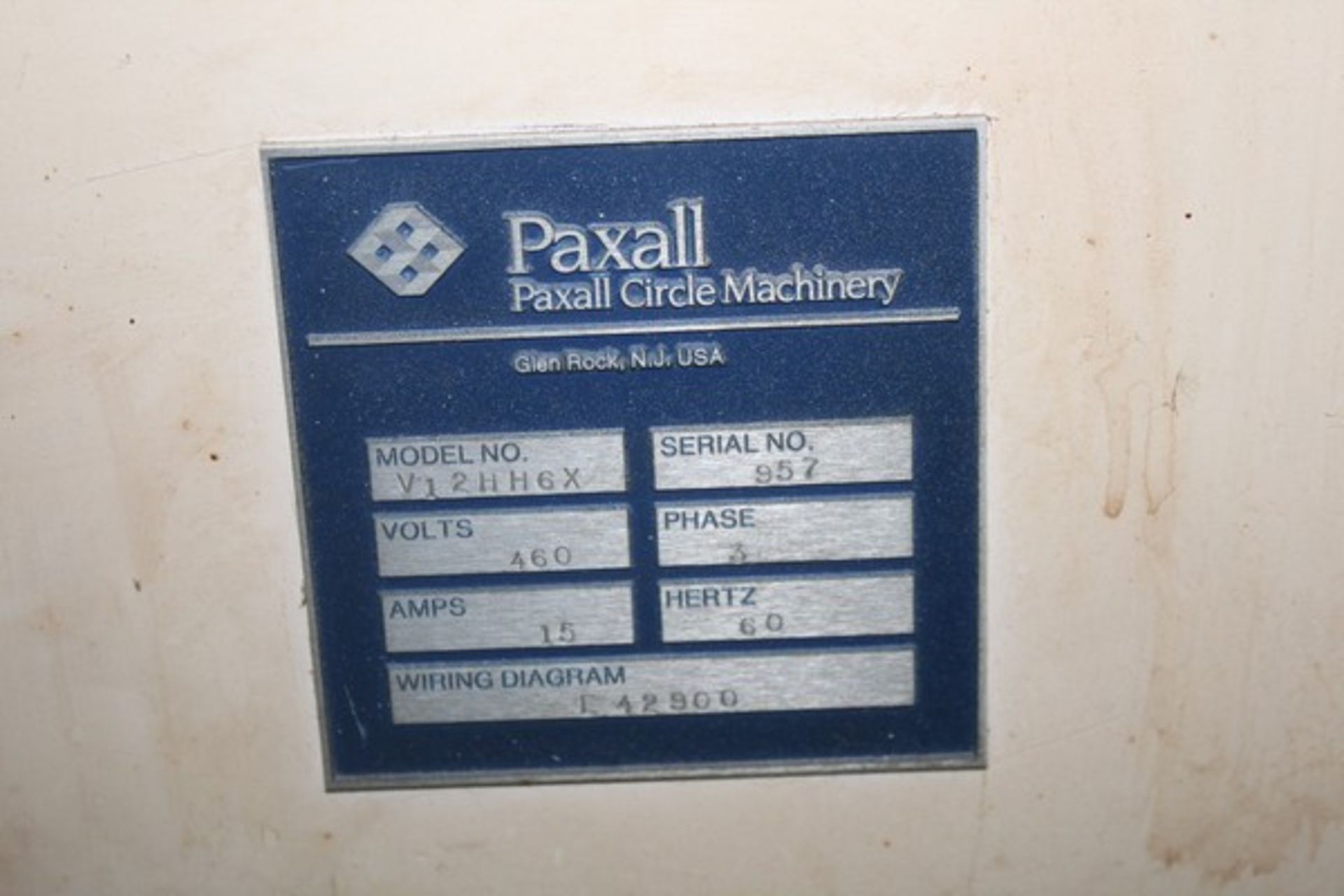 PAXALL CIRCLE, 6 UP, MODEL V12HH6X, S/N 957, WITH PLUS 500 ELECTROCAM PROGRAMMABLE SWITCH - Image 7 of 8