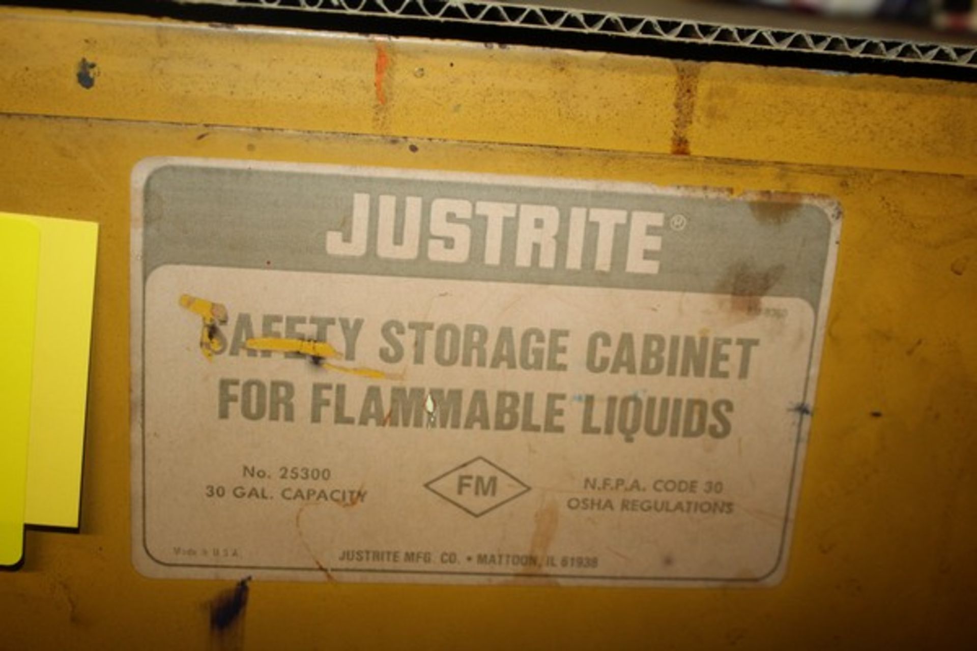 JUSTRITE MODEL 25300 FLAMMABLE LQUID STORAGE CABINET, 30 GAL. CAP., 65" X 44" X 18" - Image 2 of 3