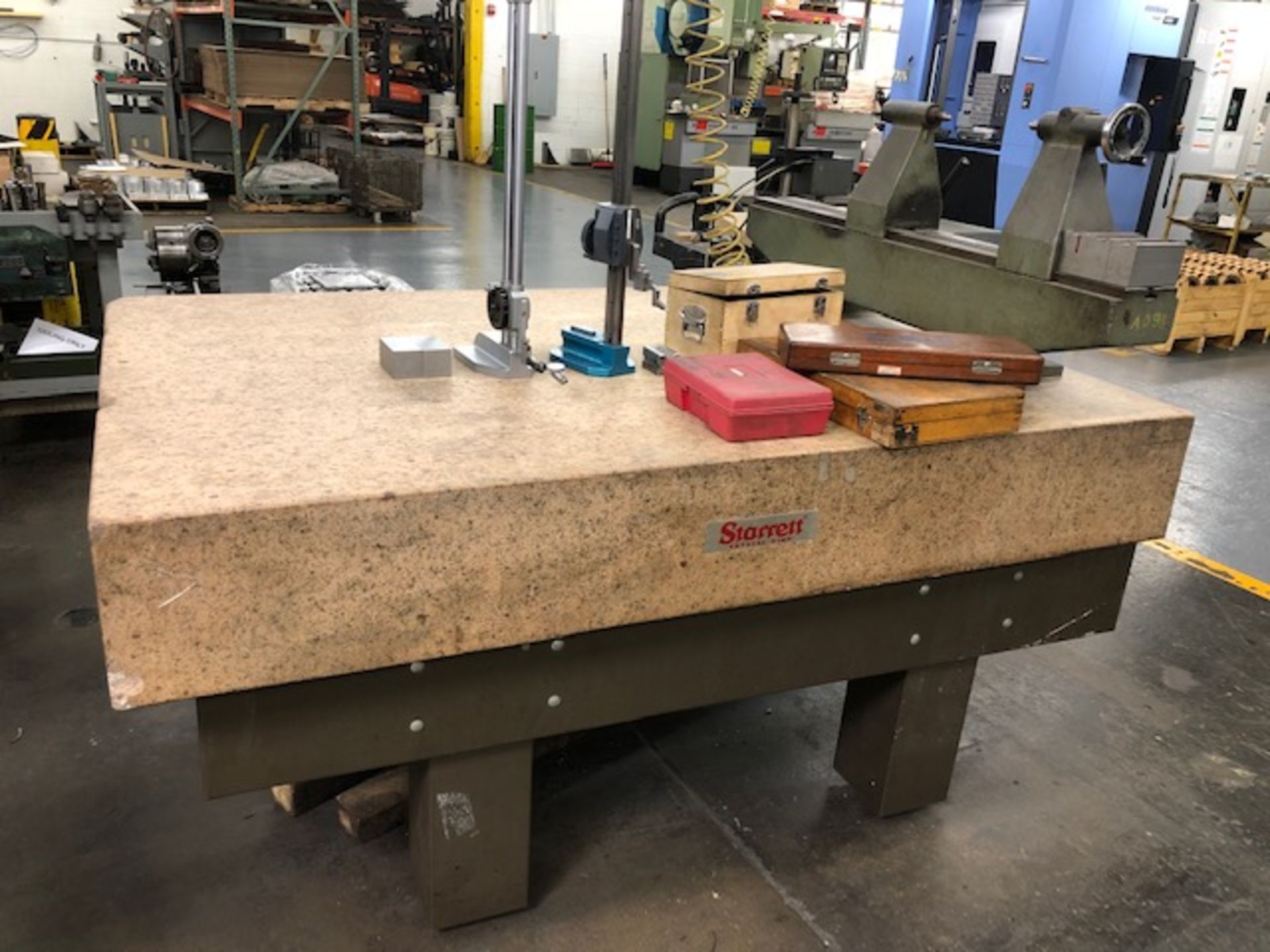 STARRETT 72” LONG X 48” WIDE, X 10” THICK, PINK GRANITE SURFACE PLATE ON STEEL BASE, GRADE B, - Image 2 of 3