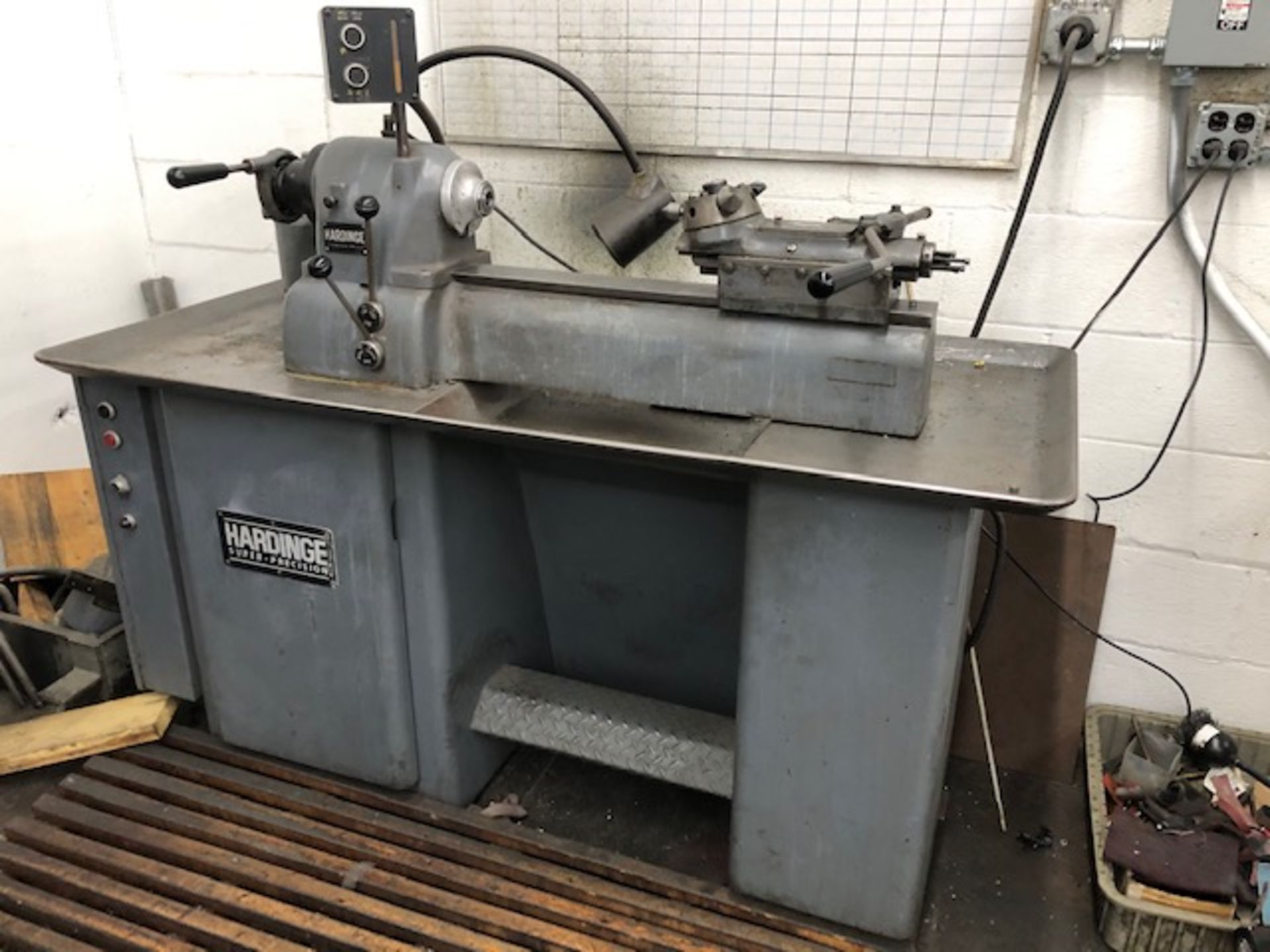 HARDINGE DSM-59 SECOND OPERATION LATHE: WITH TURRET, QUICK RELEASE COLLET CHANGER, COLLETS, 3,500