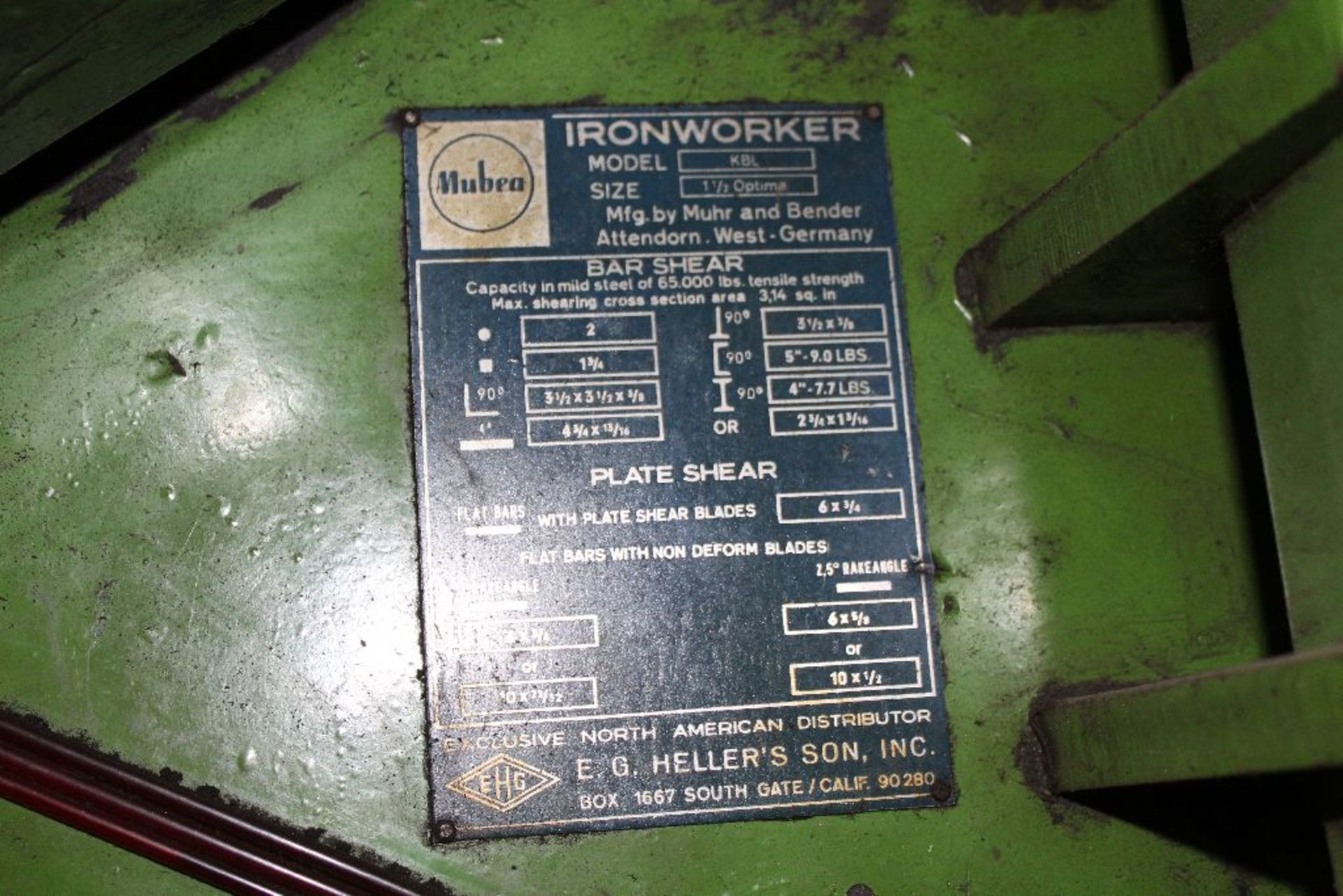 Mubea ironworker, model KBL 1 1/2, 88 T., sn 135727354 /21. - Image 4 of 8