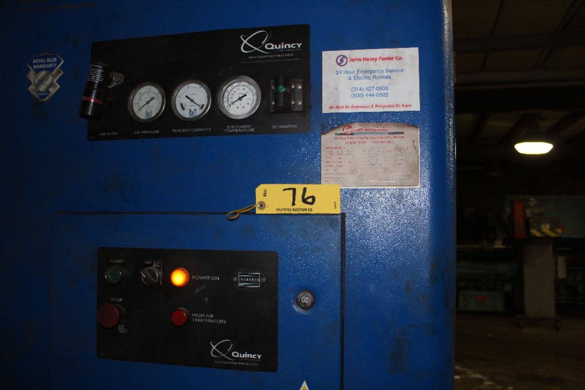 Quincy twin screw air compressor, model QGB30, sn UNO90253, hrs. on meter 3,858. - Image 2 of 3