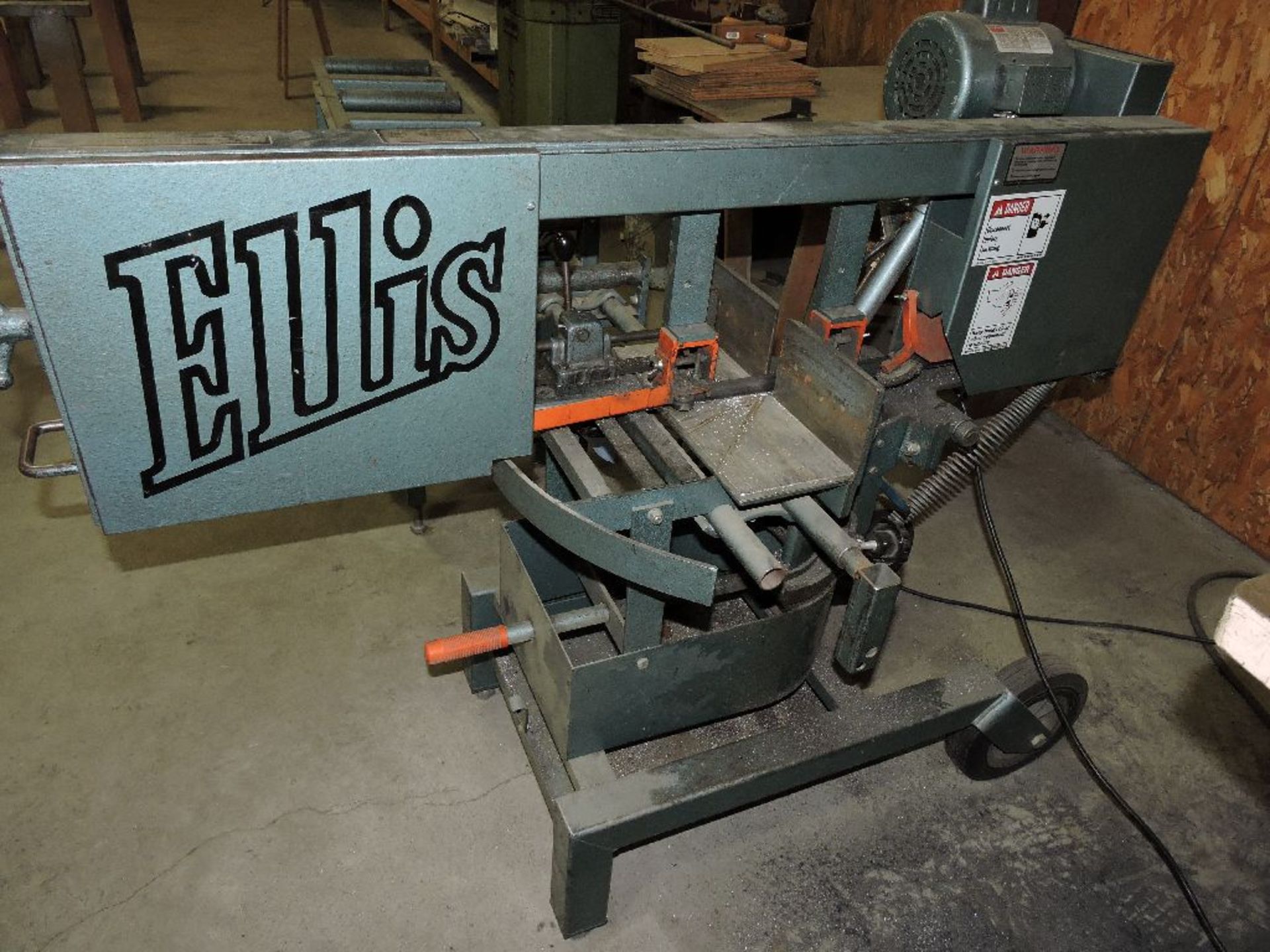 Ellis, mitre horizontal bandsaw, model 1600, sn 16956422, w/5'x 16" roller conveyor. - Image 2 of 2