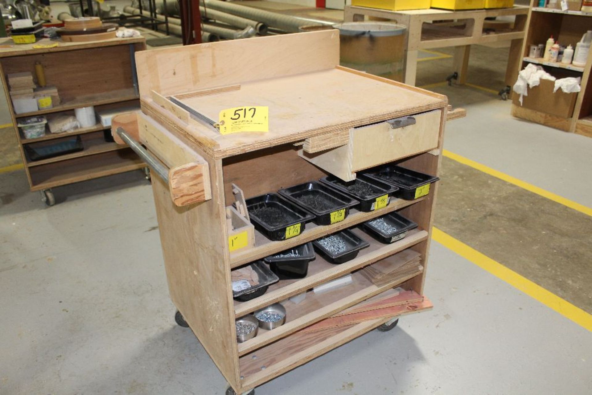 Wooden cabinet on casters, 33" x 24" x 38".