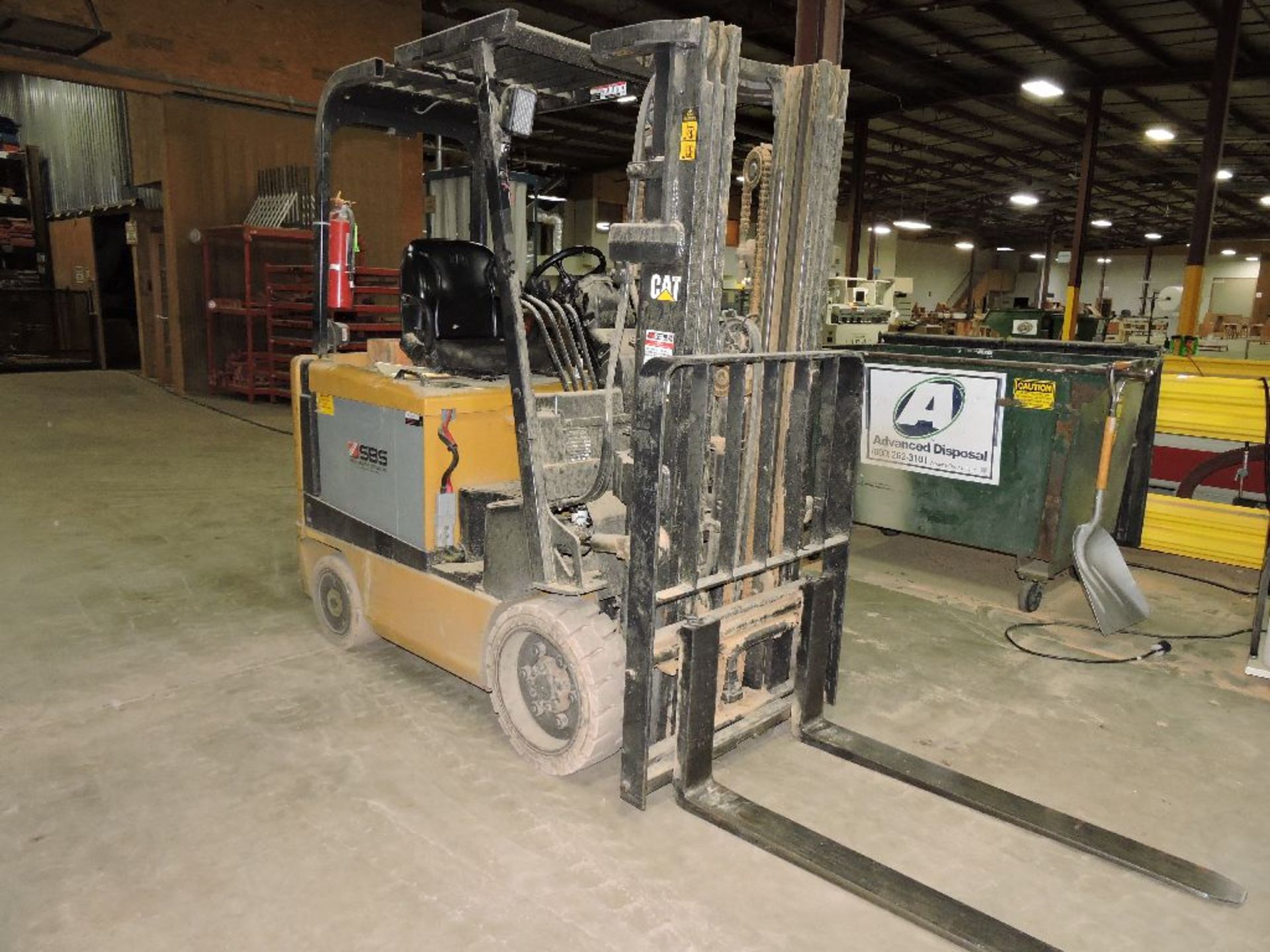 Cat forklift model EC25K, sn A3EC240259, 3 stage, side shift, hrs. on meter 8,987.