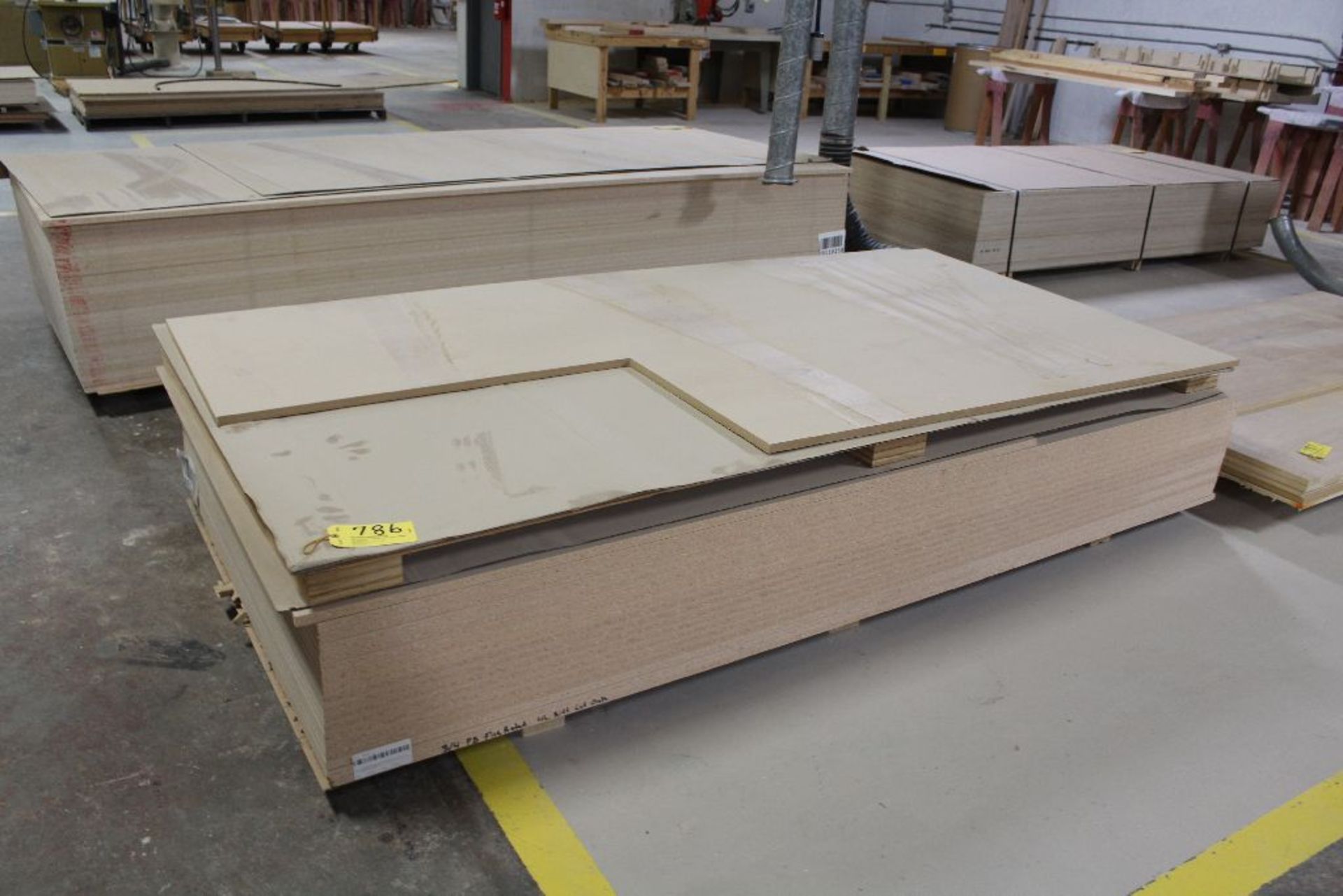 Lumber, (18) plywood particle board fire retardent, 3/4" x 49" x 97".