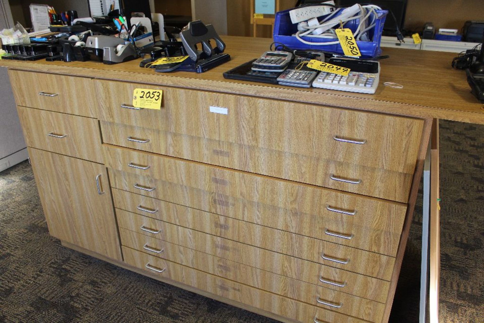 Wood cabinet, 11 drawer.