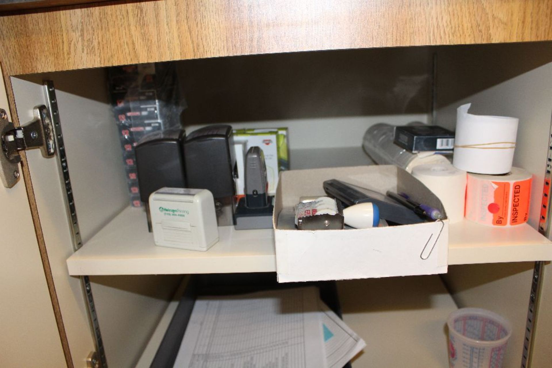 Contents of drawers below: various office supplies: (tape, staples, etc.) - Image 5 of 5