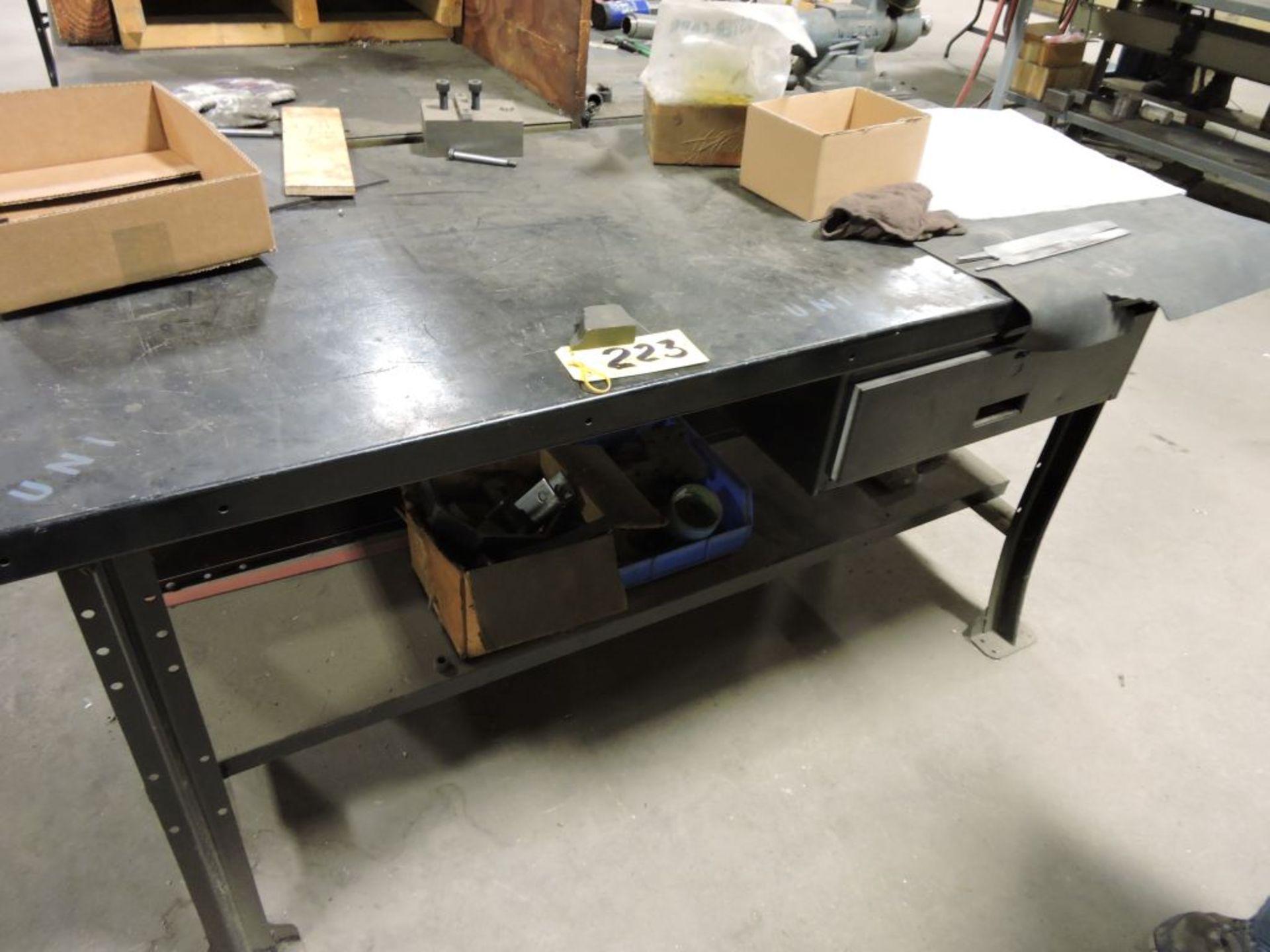 Steel work bench.