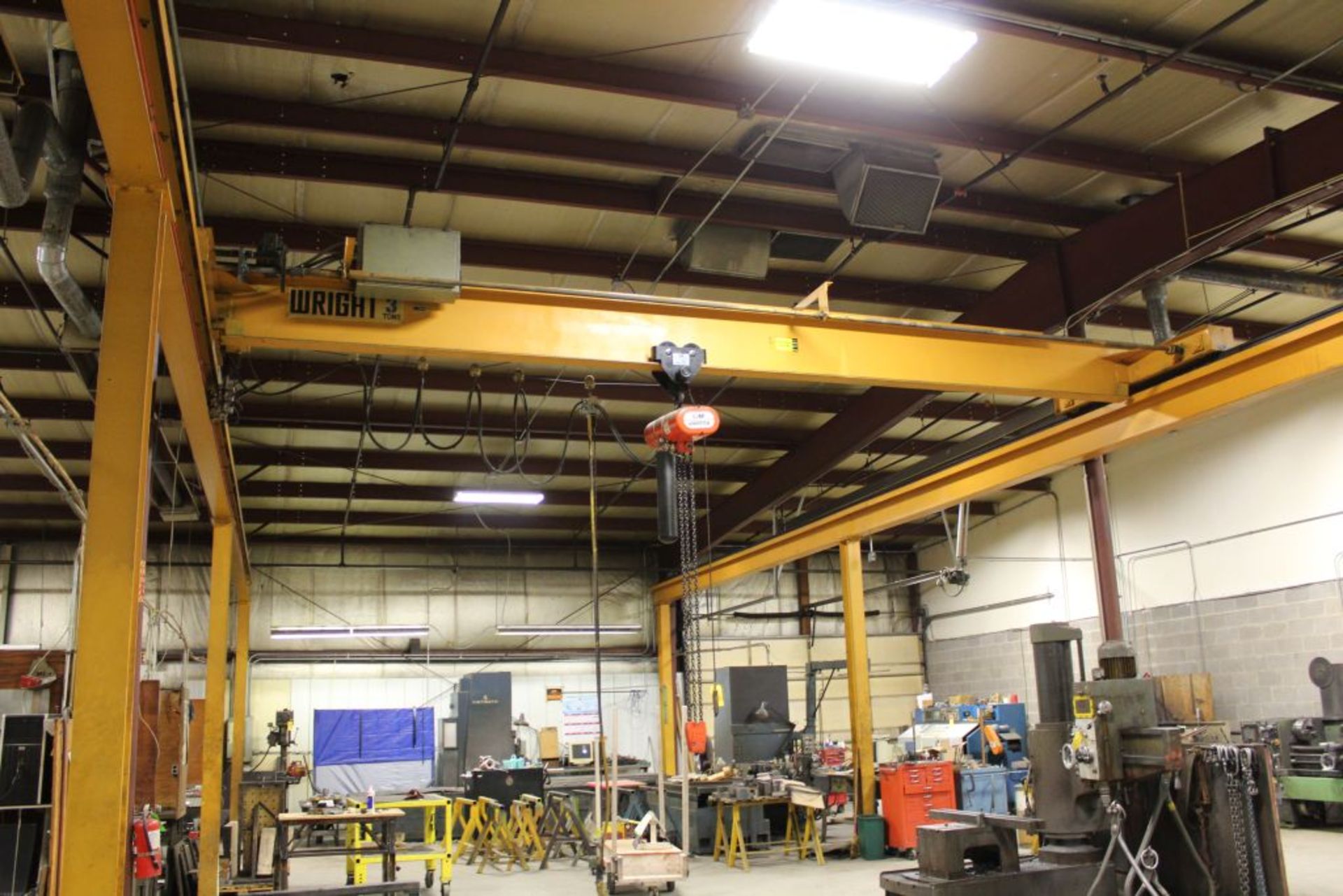 Wright bridge crane, 3 T., 75' x 23' x 13', electric travel bridge CM lodstar 3 T. hoist.