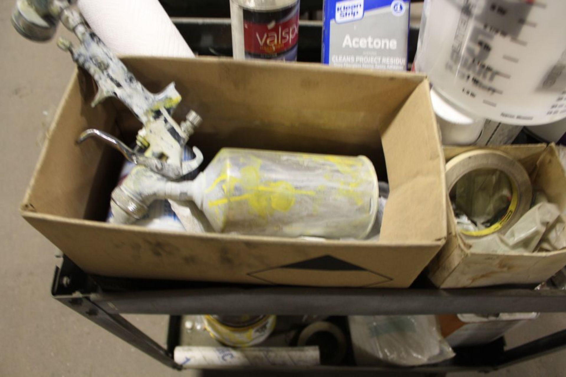 Job cart with contents, auto body paint, spray gun, etc. - Image 2 of 5