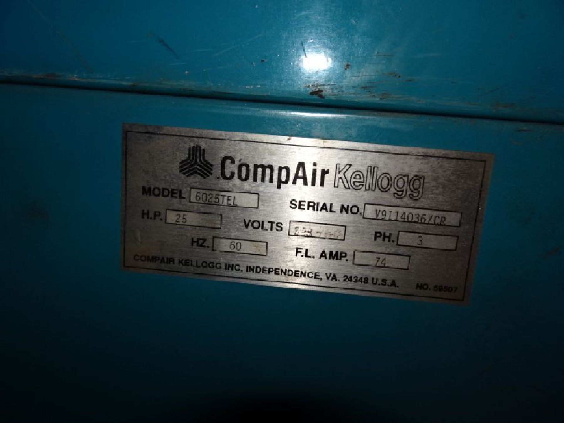 Comp-Air Kellog Model 6025BEL 35 HP Rotary Screw Air Compressor - Image 6 of 12