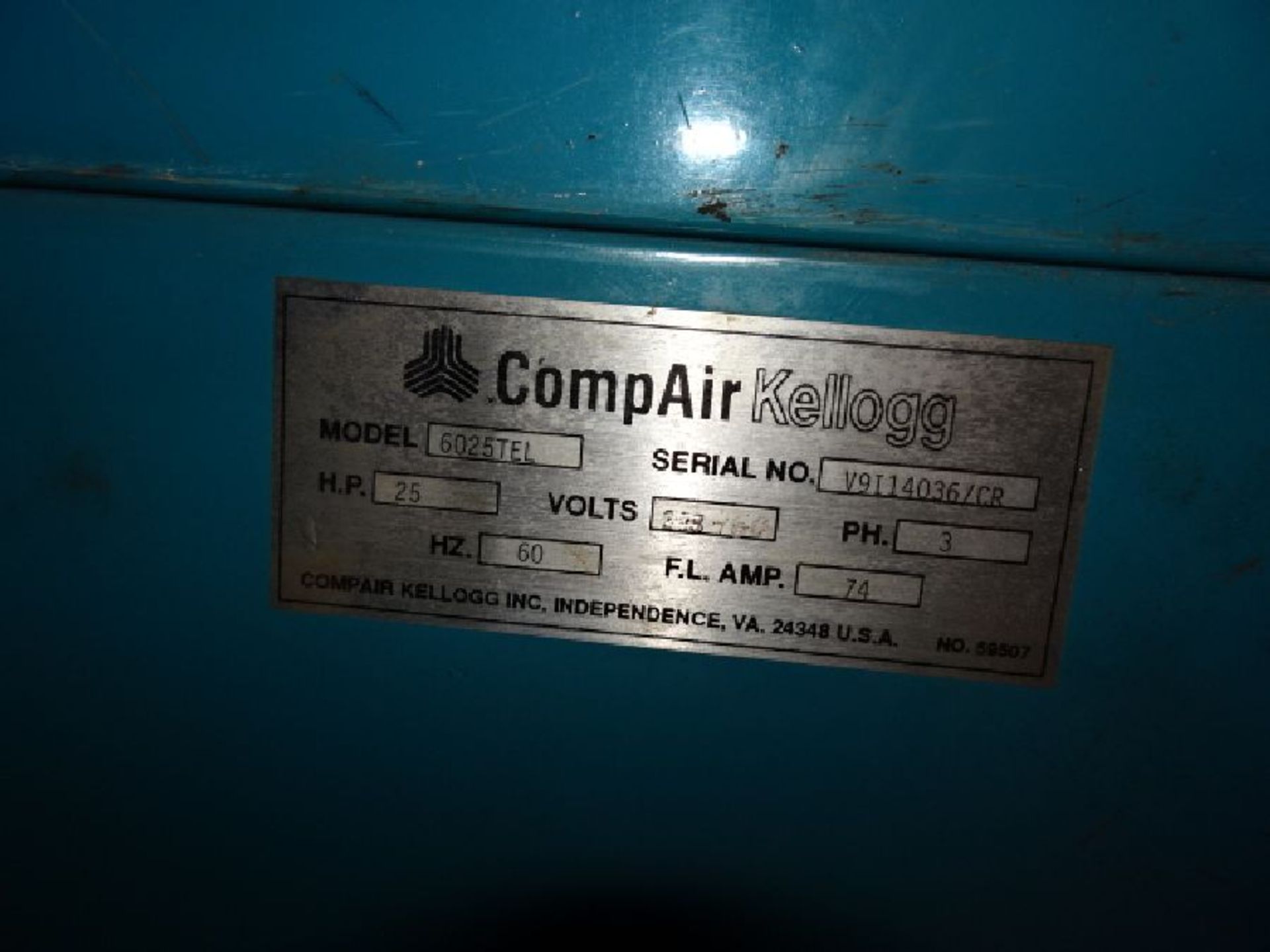 Comp-Air Kellog Model 6025BEL 35 HP Rotary Screw Air Compressor - Image 11 of 12