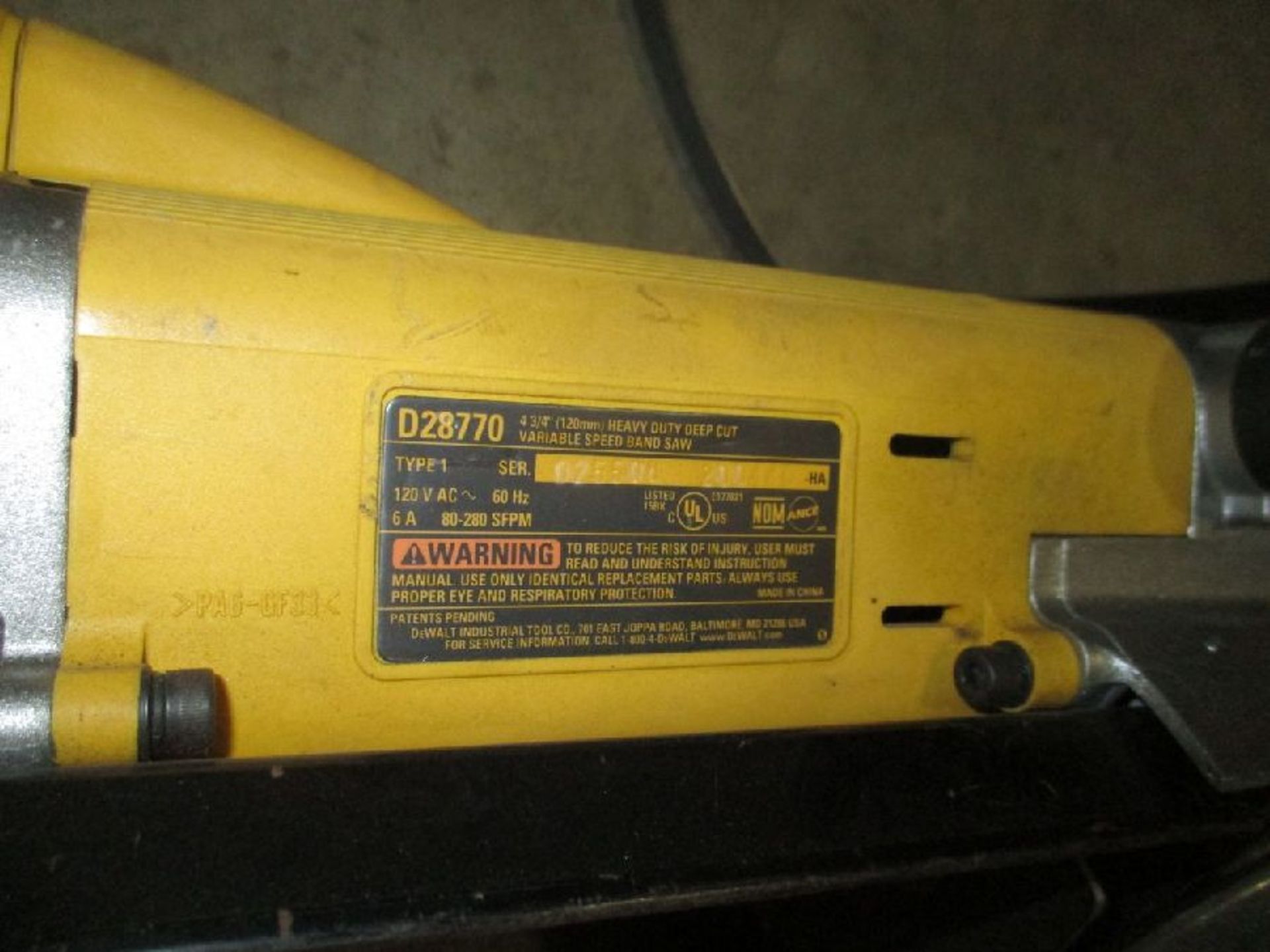 DeWalt Model D28770 4-3/4"" Deep Cut Variable Speed Band Saw - Image 2 of 3