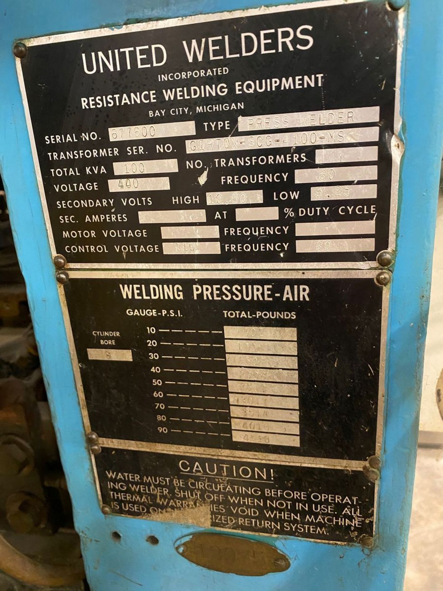 United Welder 100 KVA Press Type Spot Welder - Image 5 of 6