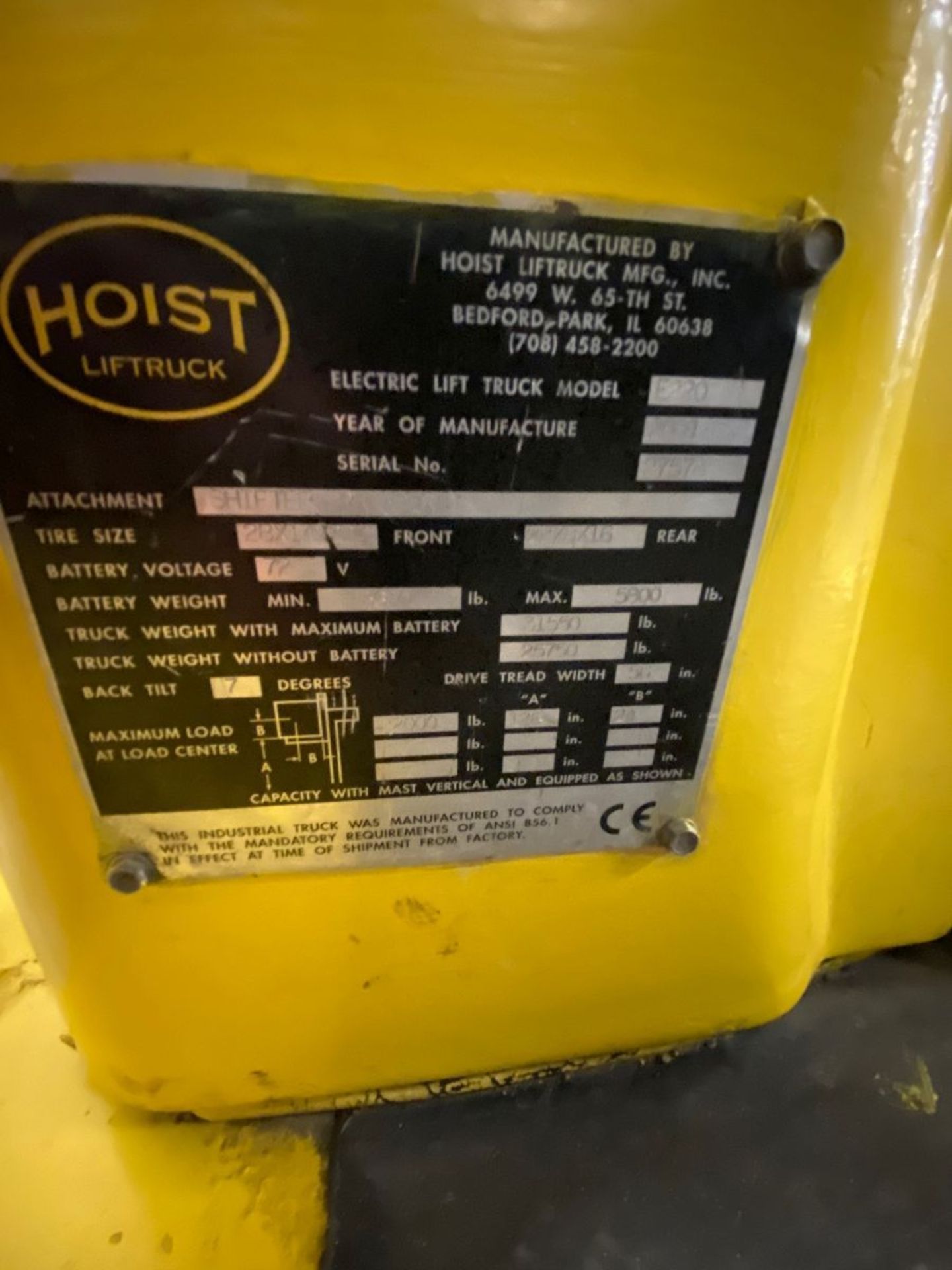 Hoist Model 220 22,000 Lb Capacity Electric Forklift Truck - Image 11 of 12