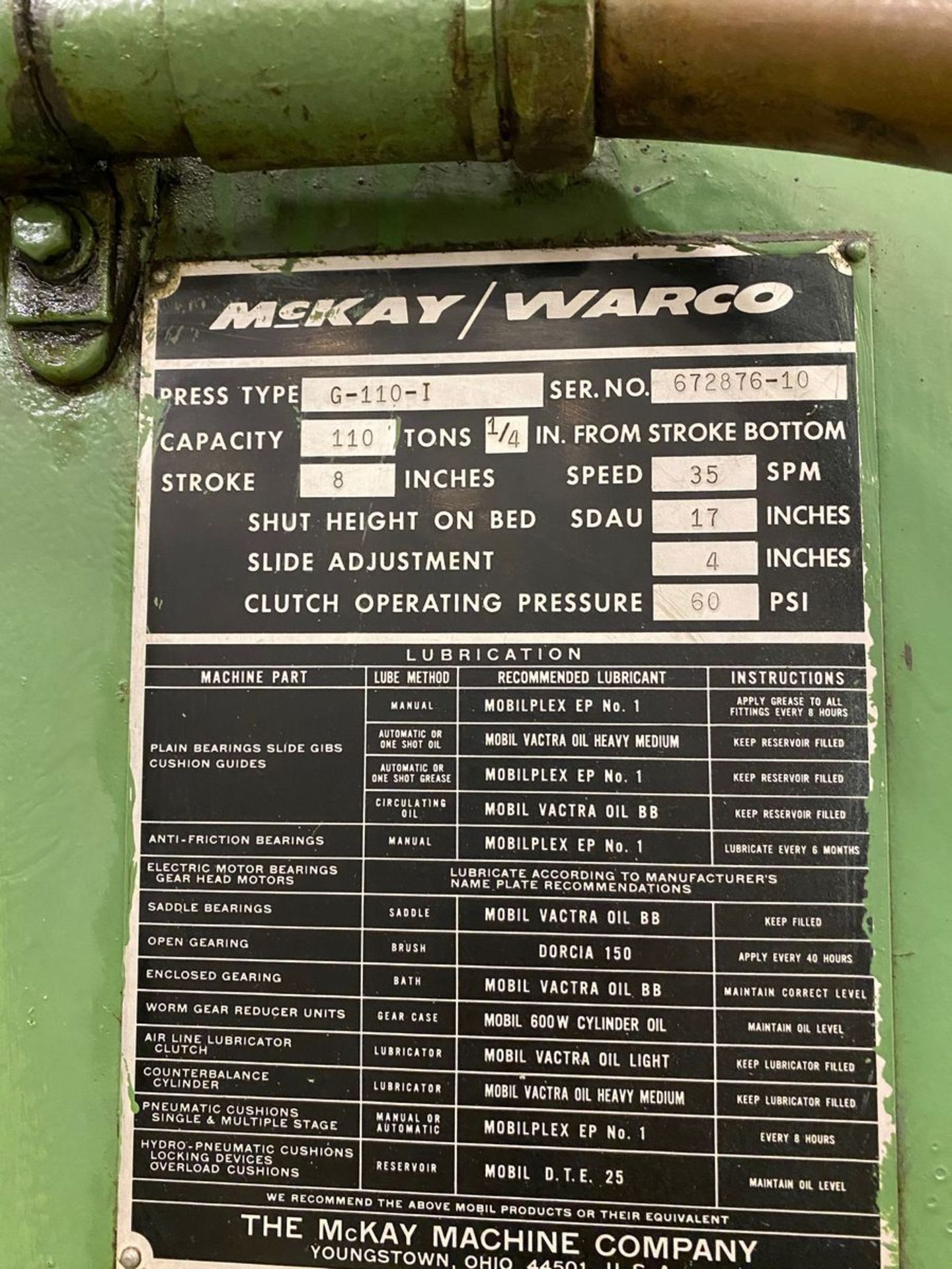 McKay Model G-110-1 110 Ton Gap Frame Press - Image 8 of 12