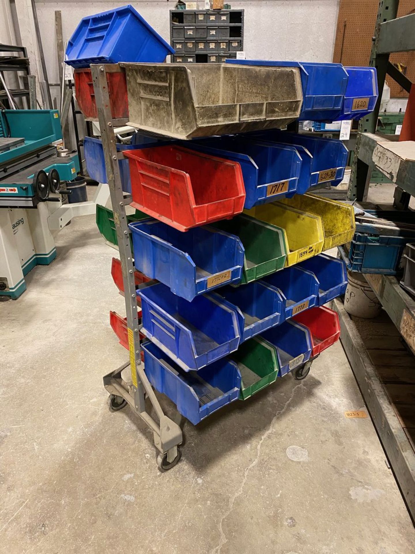 Lot of Plastic Shop Storage Bins And Portable Metal Racks - Image 7 of 8