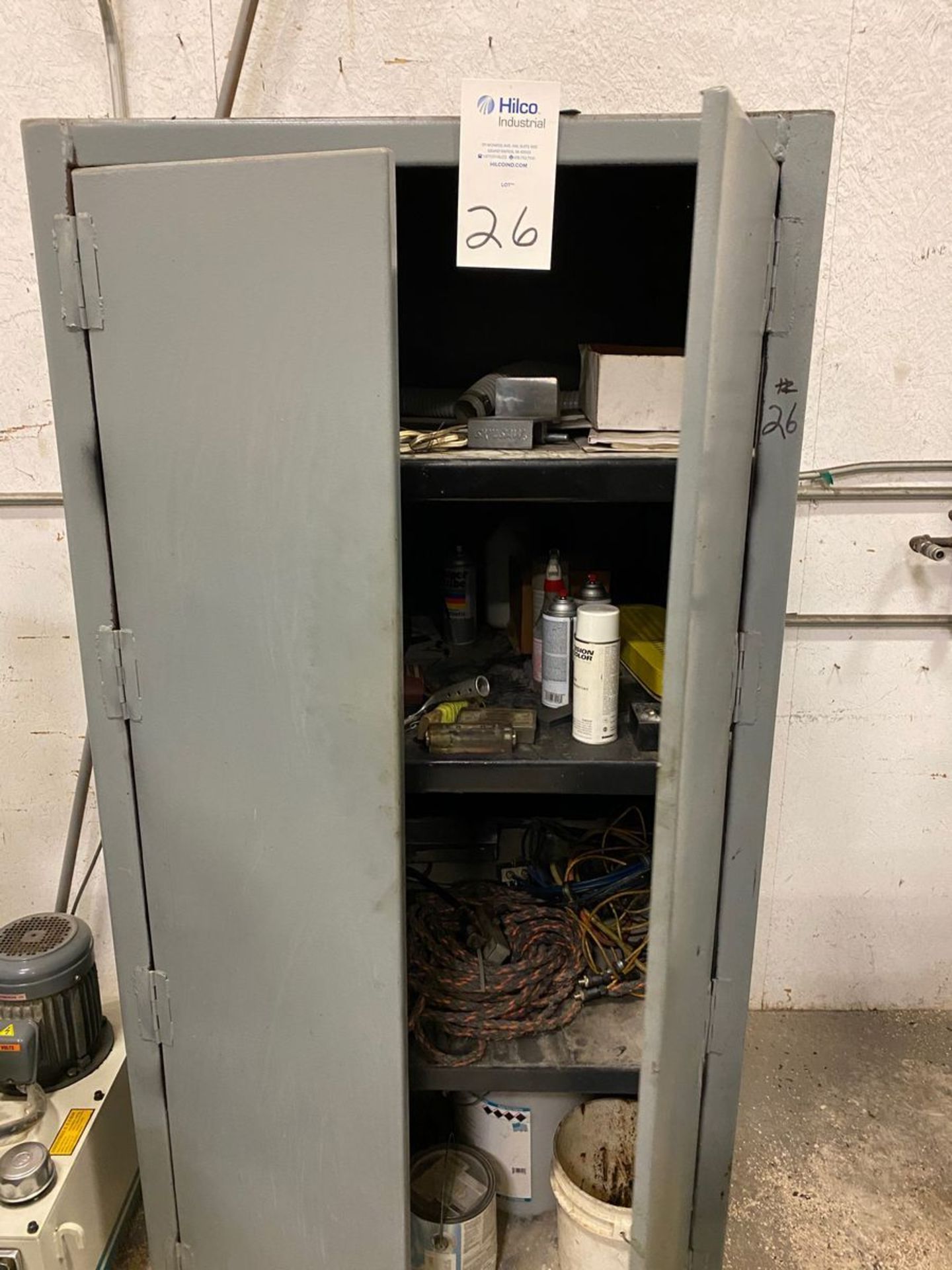 2 Door Metal Cabinet And Contents