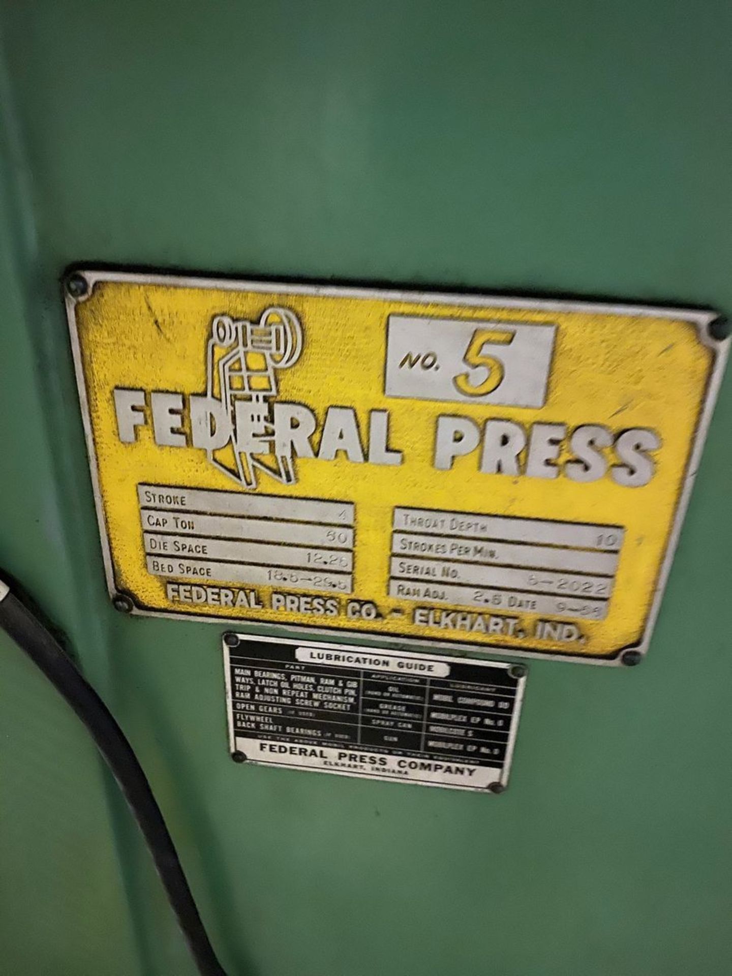 Federal Model 5 60 Ton OBI Press - Image 5 of 8
