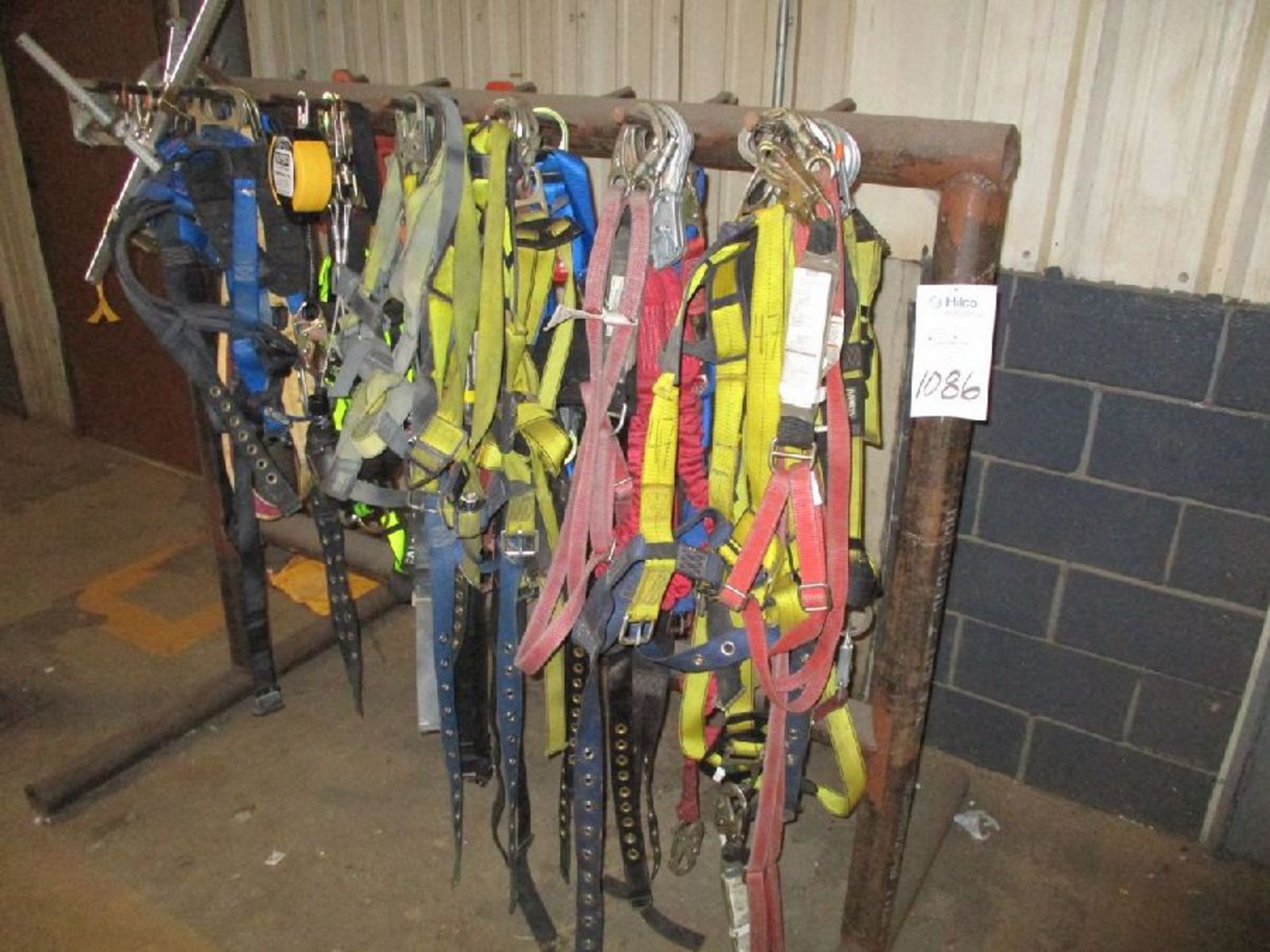 Lot of Assorted Straps, Balances with Steel Storage Rack