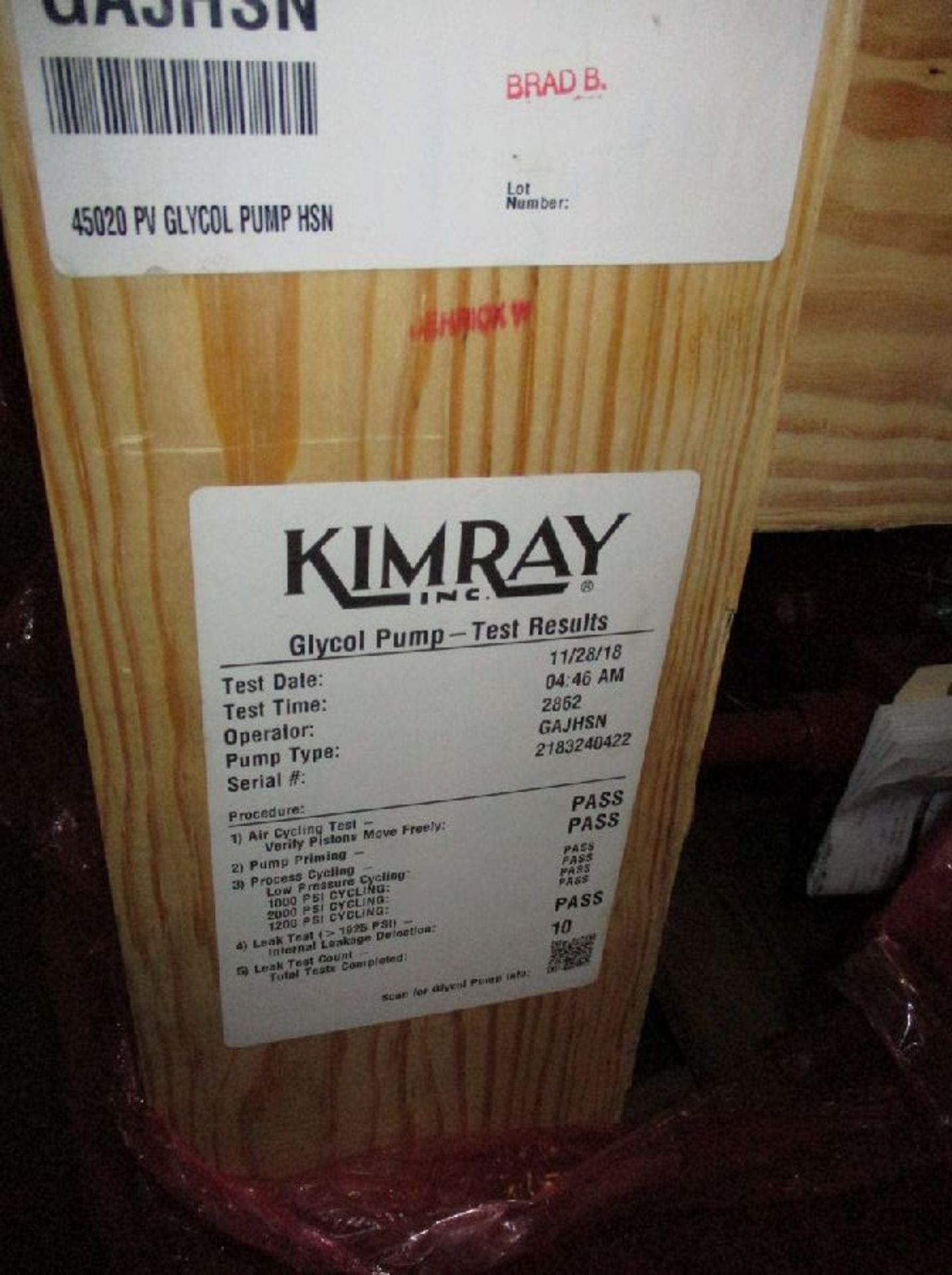 Model Kimray #GAJHSN 45020PV Unused Glycol Pumps