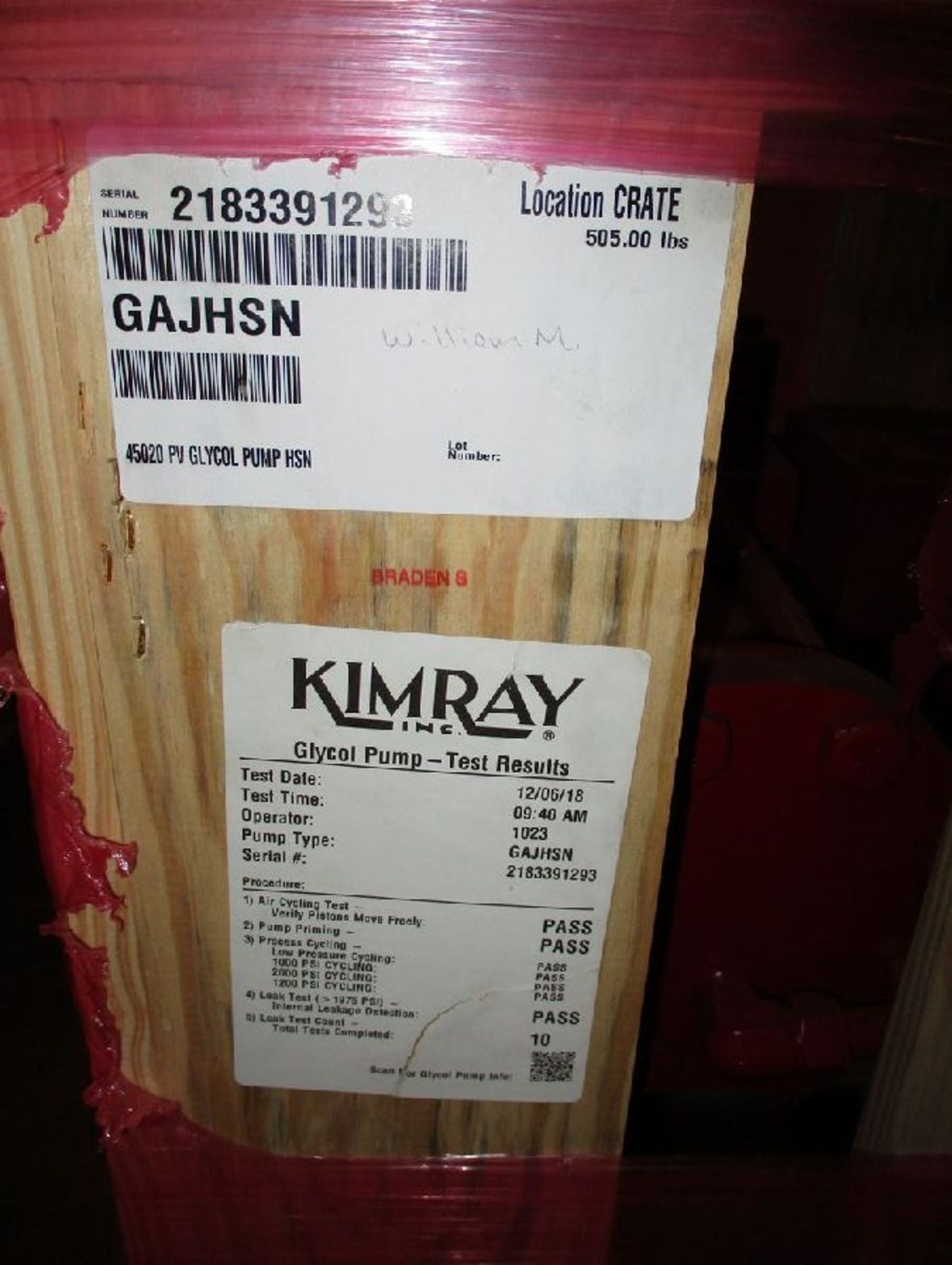 Model Kimray #GAJHSN 45020PV Unused Glycol Pumps
