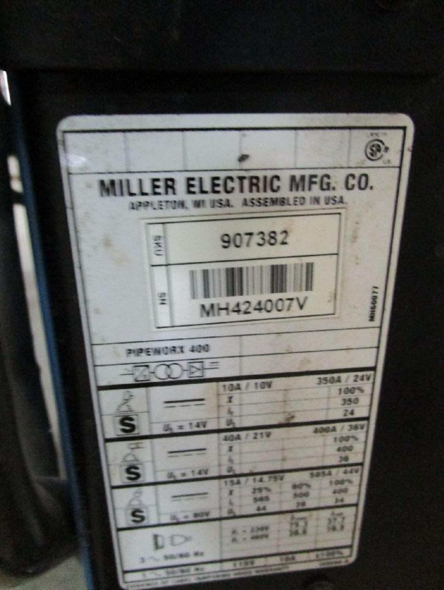 Miller Model PipeWorx 400 907382 Welding Power Source - Image 6 of 8