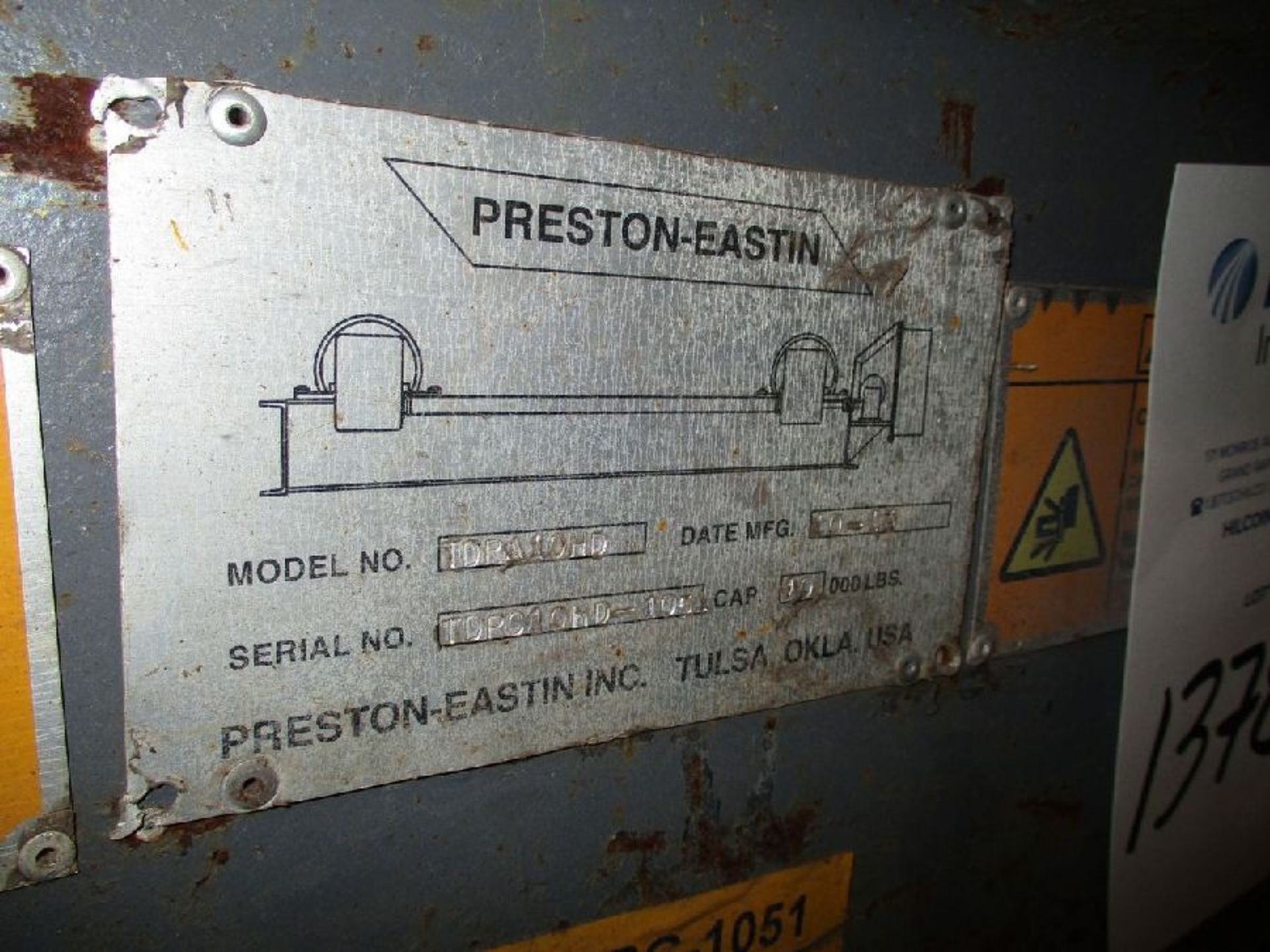 Preston-Eastin Model TDRA10HD 10,000 Lb Capacity Tank Turning Roll - Image 4 of 7