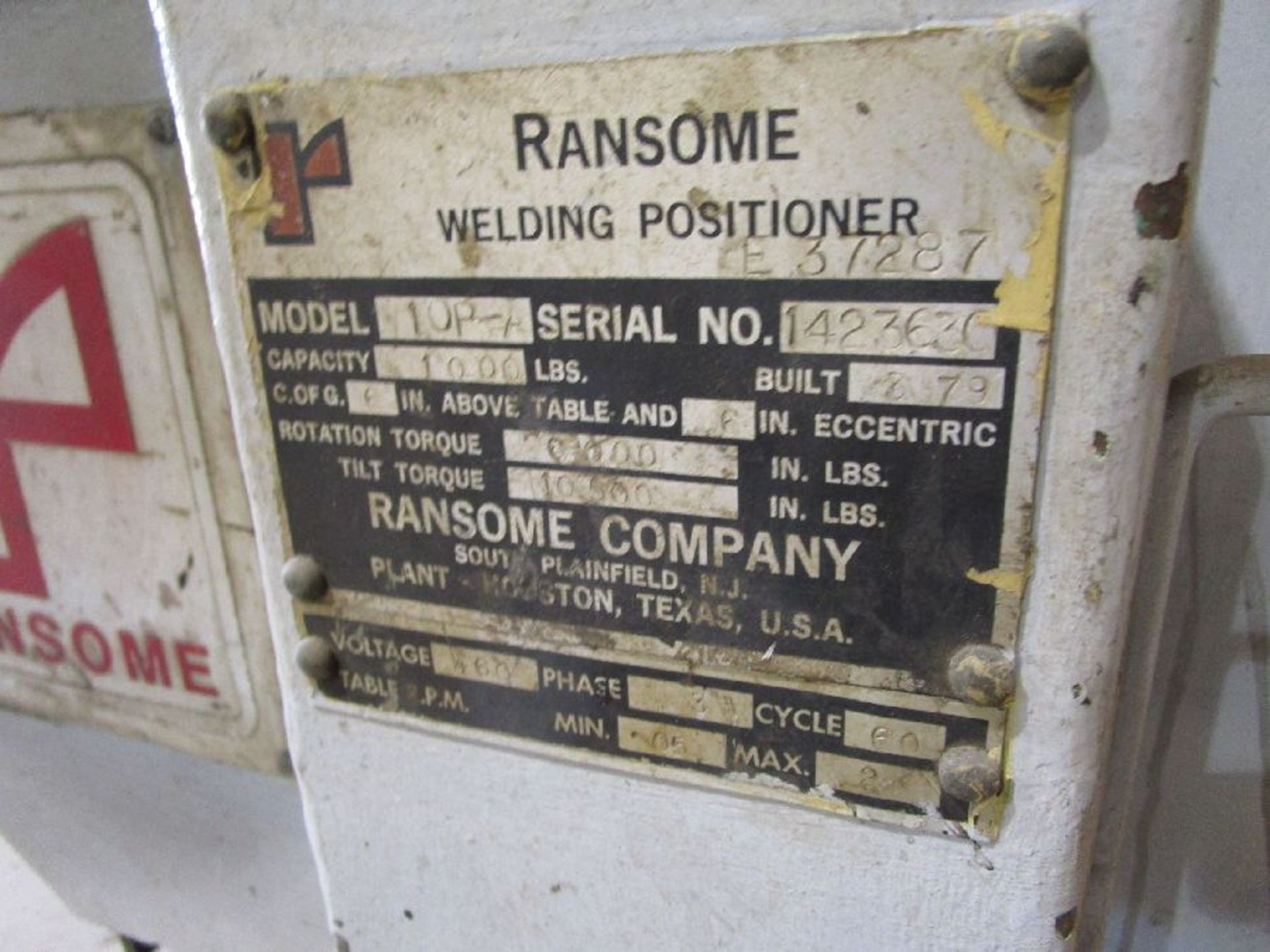 Ransome Model 10P-A 1,000 Lb x 46" Diameter Welding Positioner - Image 11 of 14