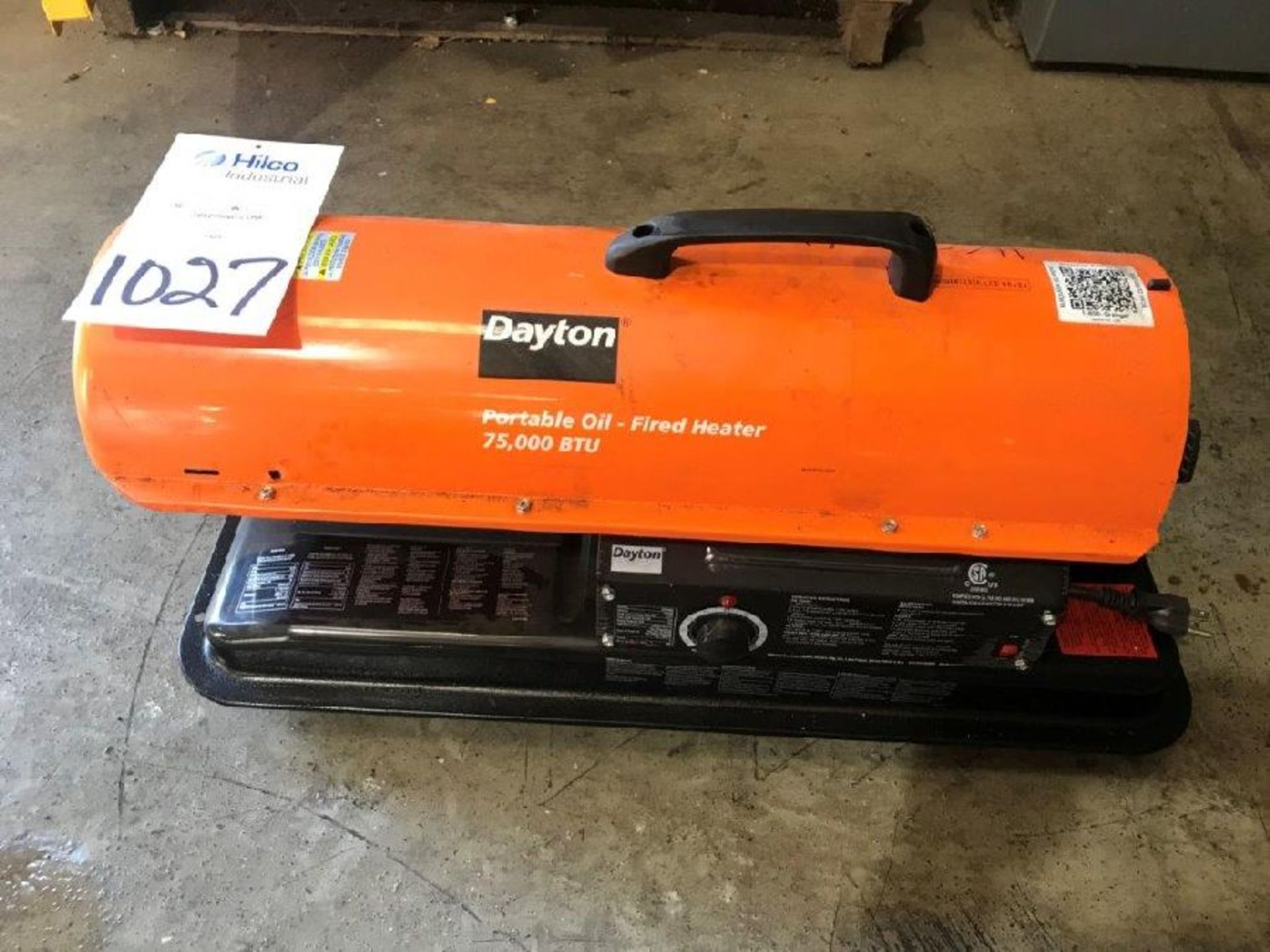 Dayton Model 3VE49G Mobile 75,000 BTU Oil Fired Torpedo Heater