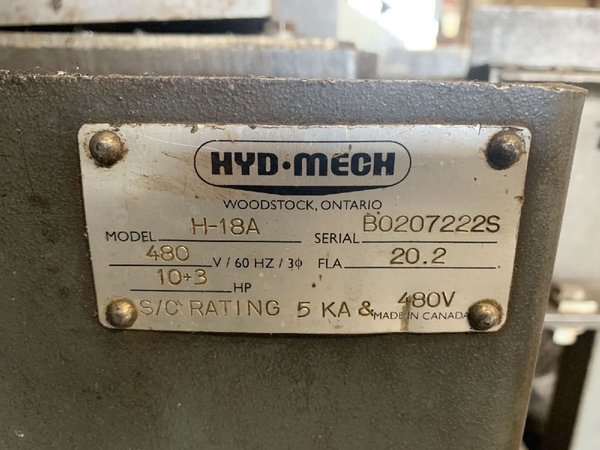 Hyd-Mech Model H-18A 18"" x 18"" Automatic Horizontal Band Saw - Image 7 of 9