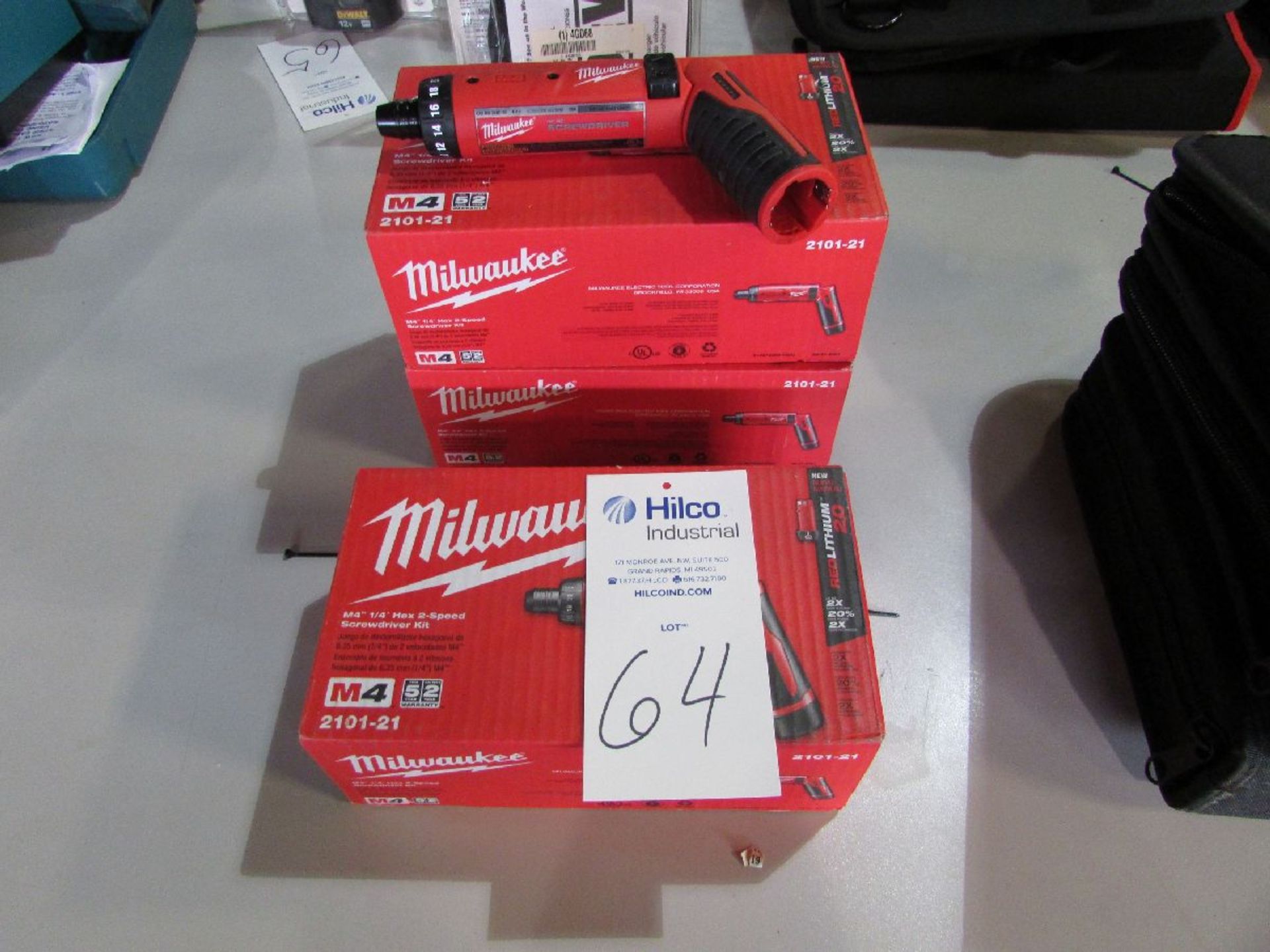 Milwaukee Cat # 2101-20 Unused 4V Cordless 1/4" Hex 2-Speed Screwdriver Kits