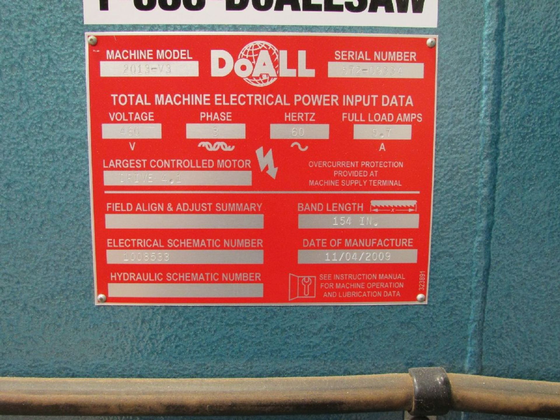 DoAll Model 2013-V3 20" Vertical Band Saw - Image 8 of 8