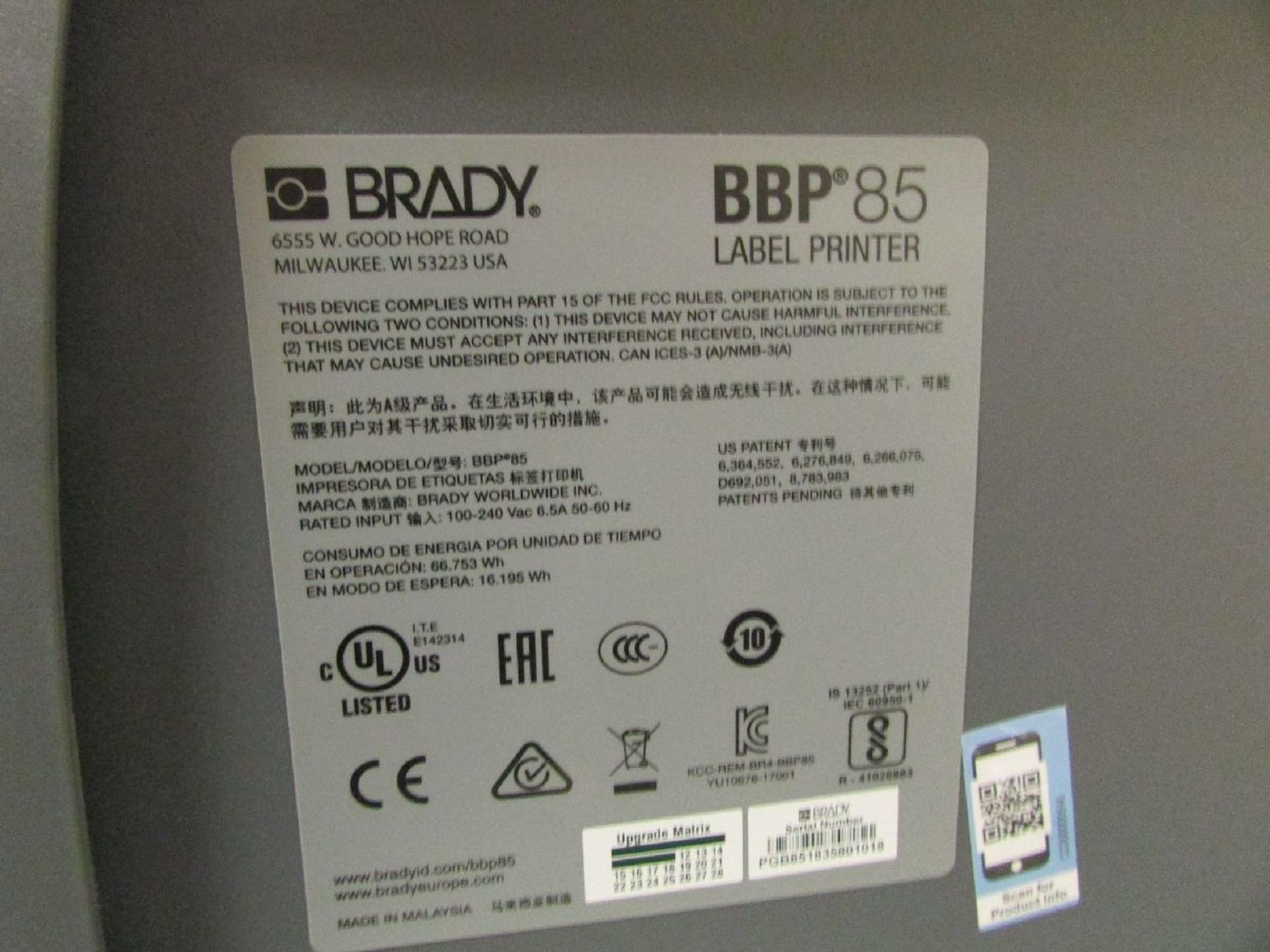 Brady Model BBP 85 Label Printer - Image 5 of 5