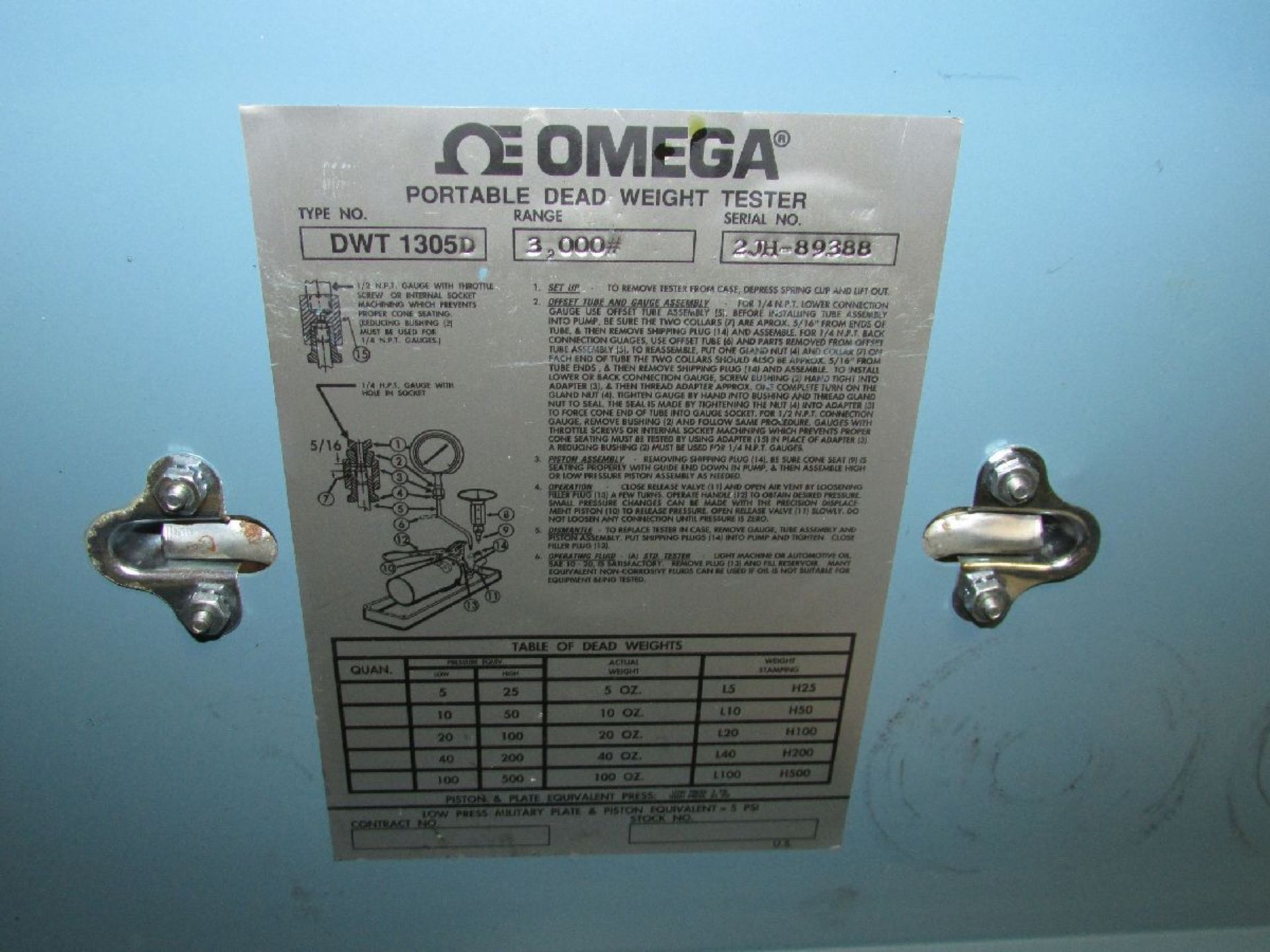 Omega Model DWT 1305D 3,000 Lb. Dead Weight Tester - Image 2 of 3
