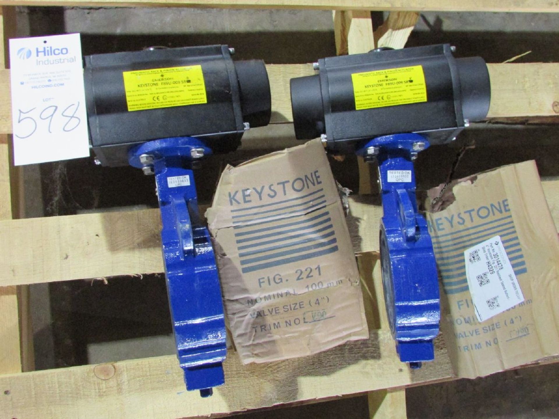 Keystone Model 221 Unused 4" Pneumatic Actuated Butterfly Valves