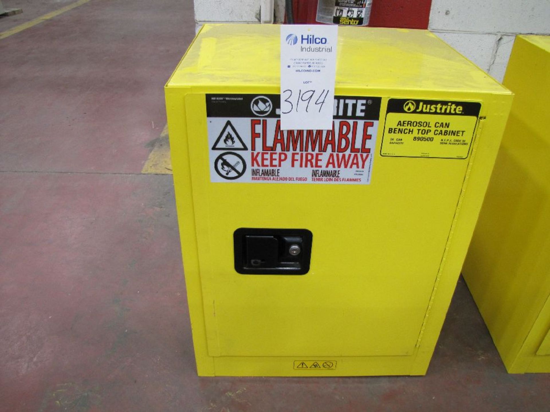 Justrite Model 890500 Flammable Aerosol Can Benchtop Storage Cabinet