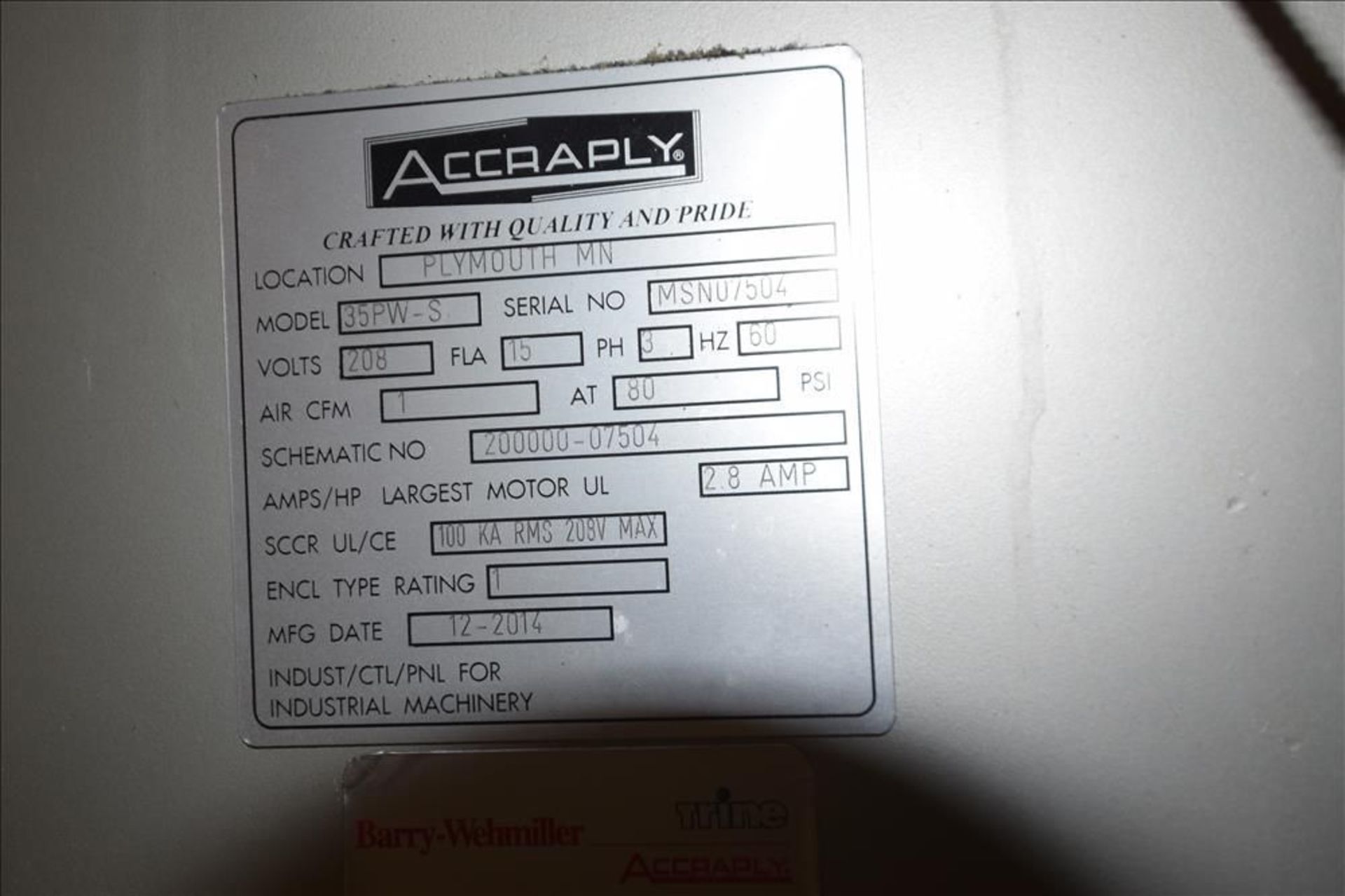 Accraply Model 35PW-S Front, Back and Wrap Labeler - Image 14 of 15