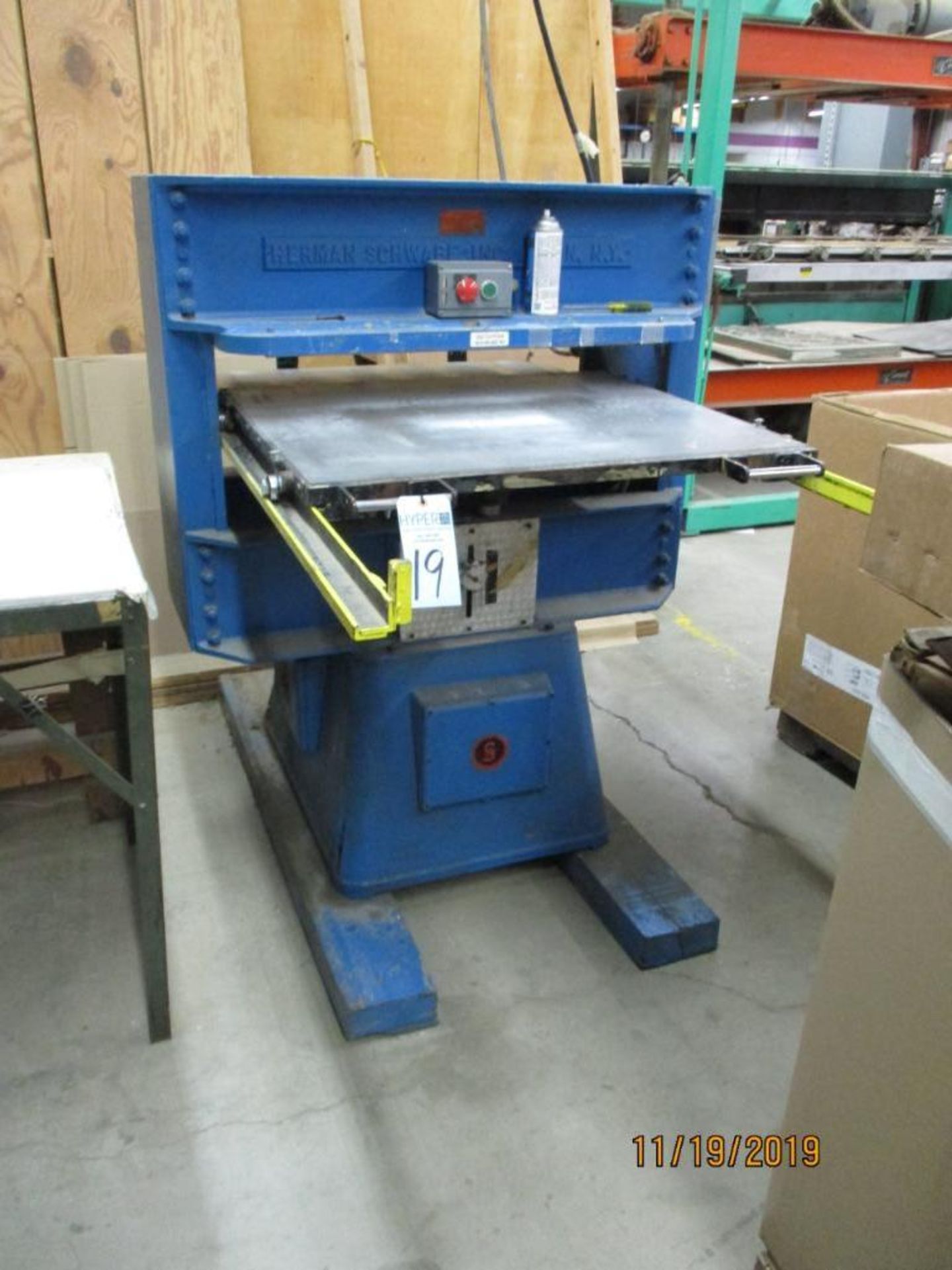 Herman Schwabe Die Cutting Machine 4' Stroke With 31" x 35" Slide Table M/N 50001 S/N D6