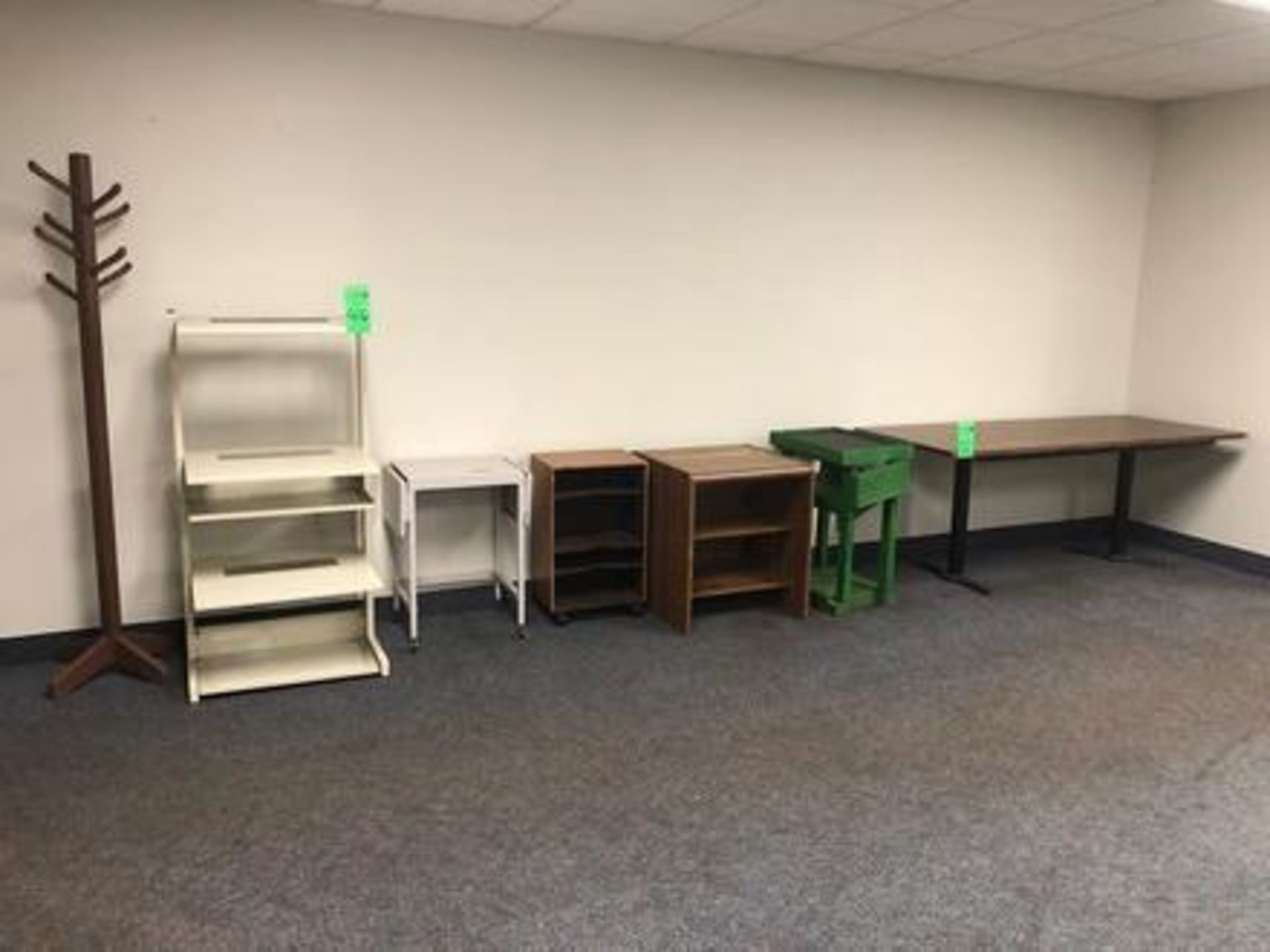 Office Furniture to include Desks, Cabinets and hanger