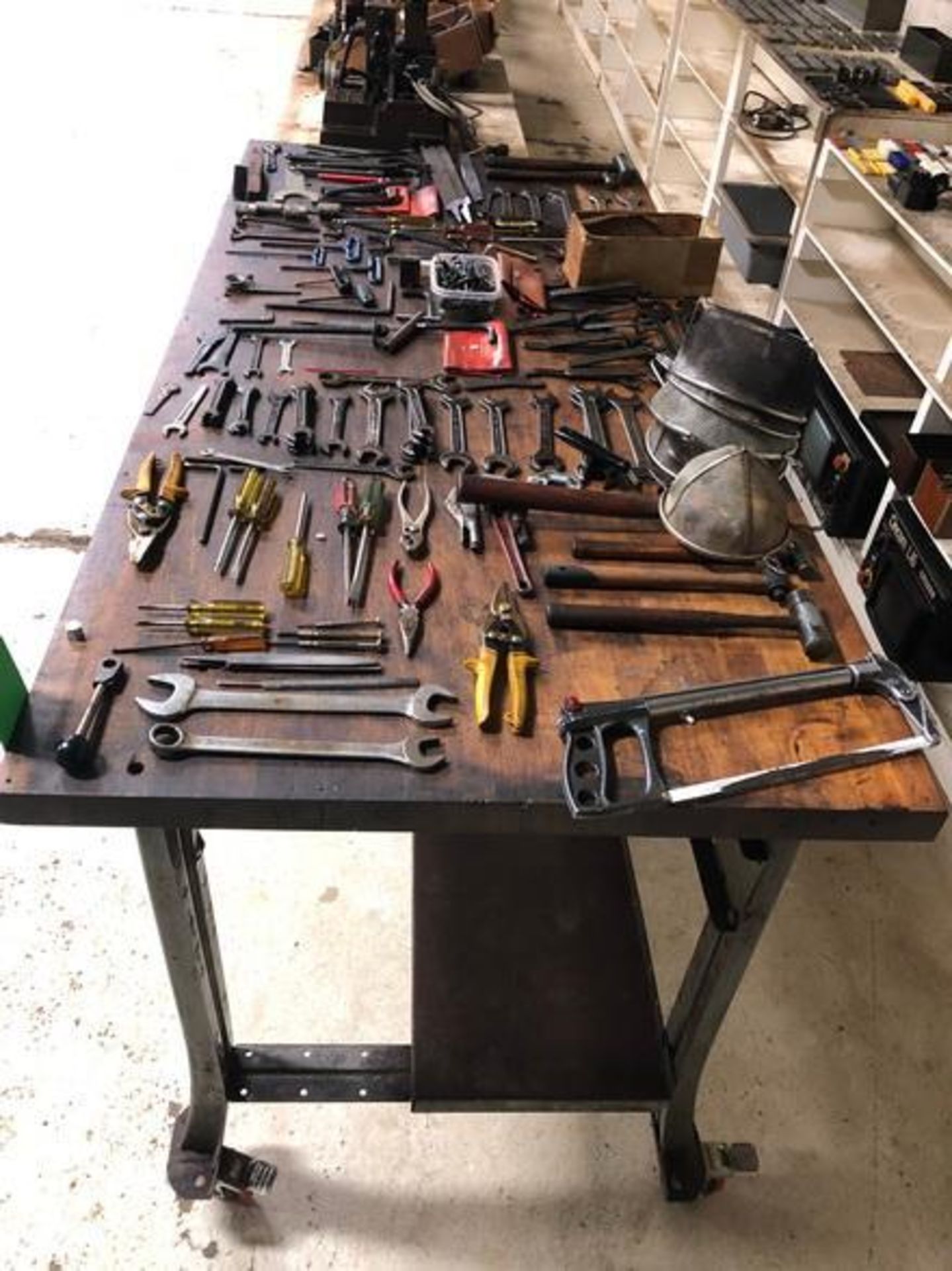 Assorted tools for Citizen Cincom CNC Screw Machines with wood top table and metal base - Image 2 of 7