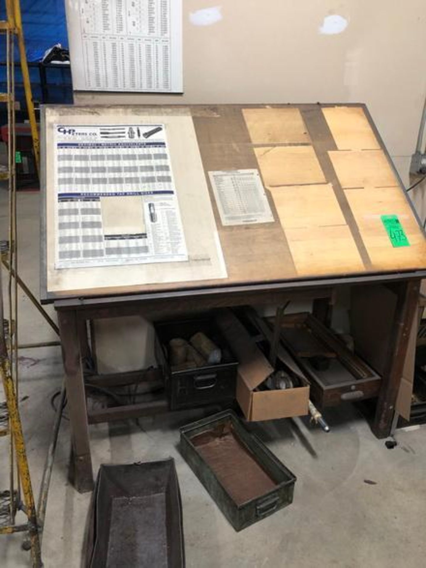 Studio Drafting Table size 42" x 23.5" w/Contents