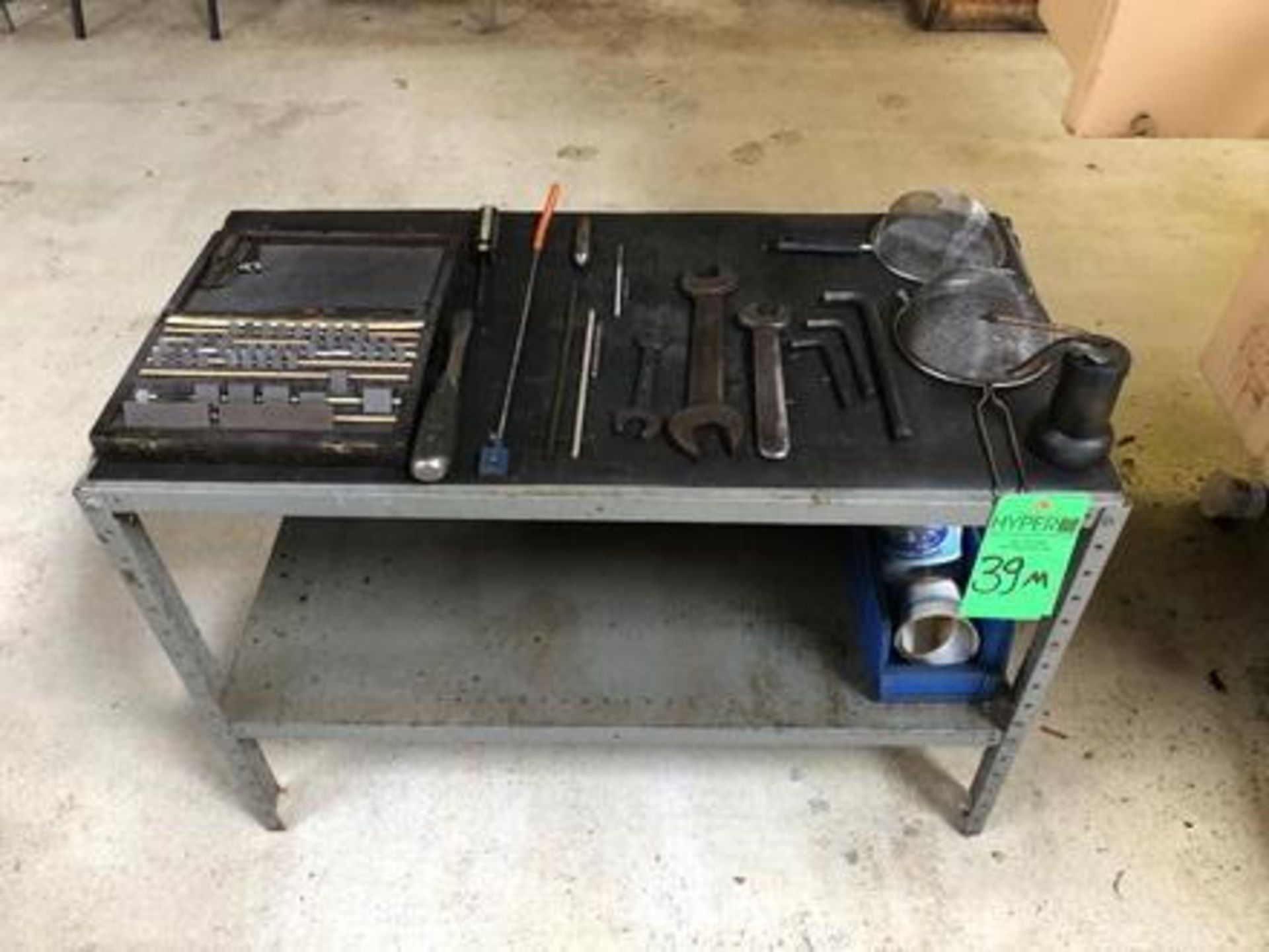 Metal shelf size: 36"X 18"x35" with contents c/o: tools for Cincinnati Centerless Grinder