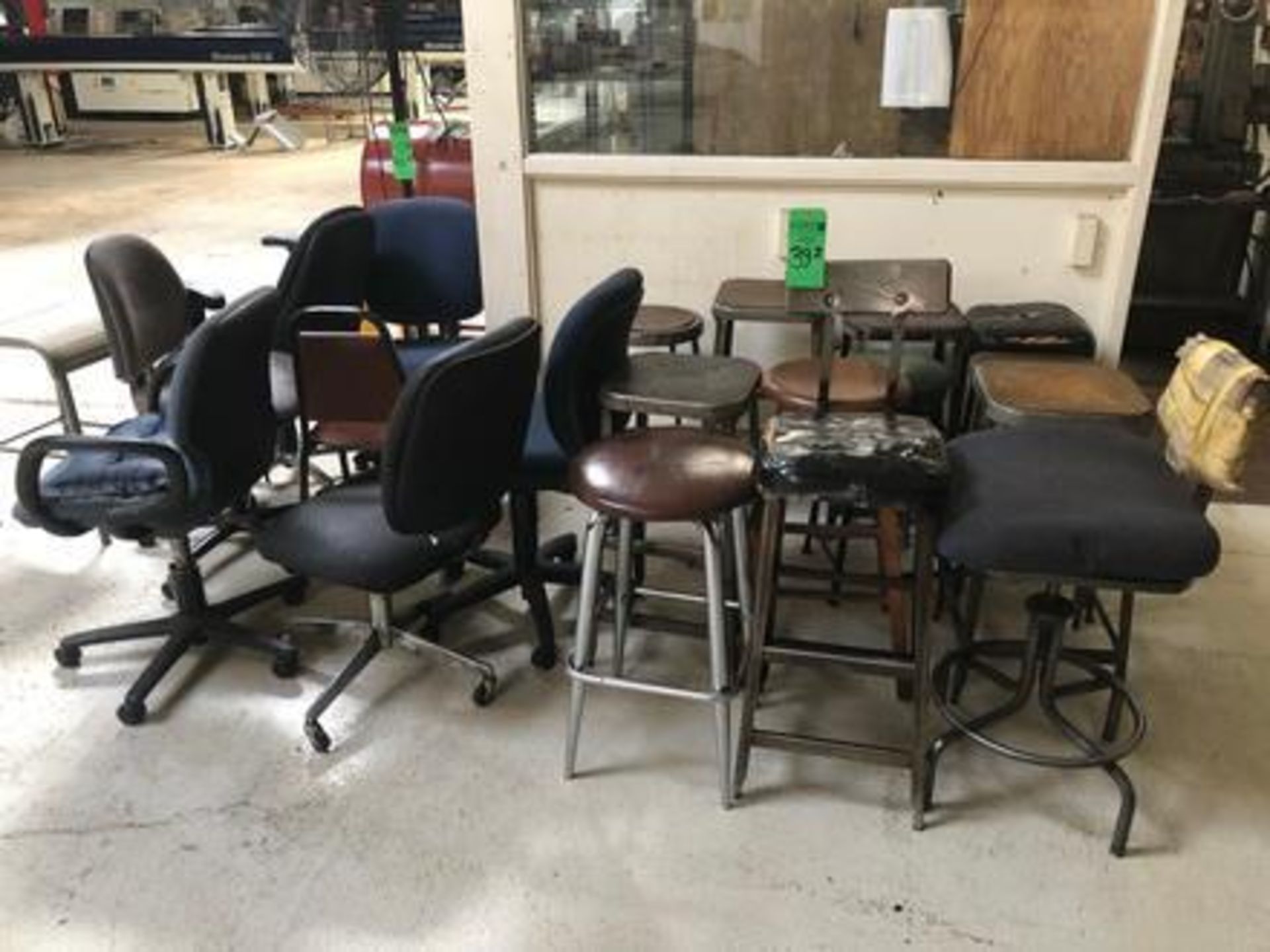 Assorted metal & wood shop stools